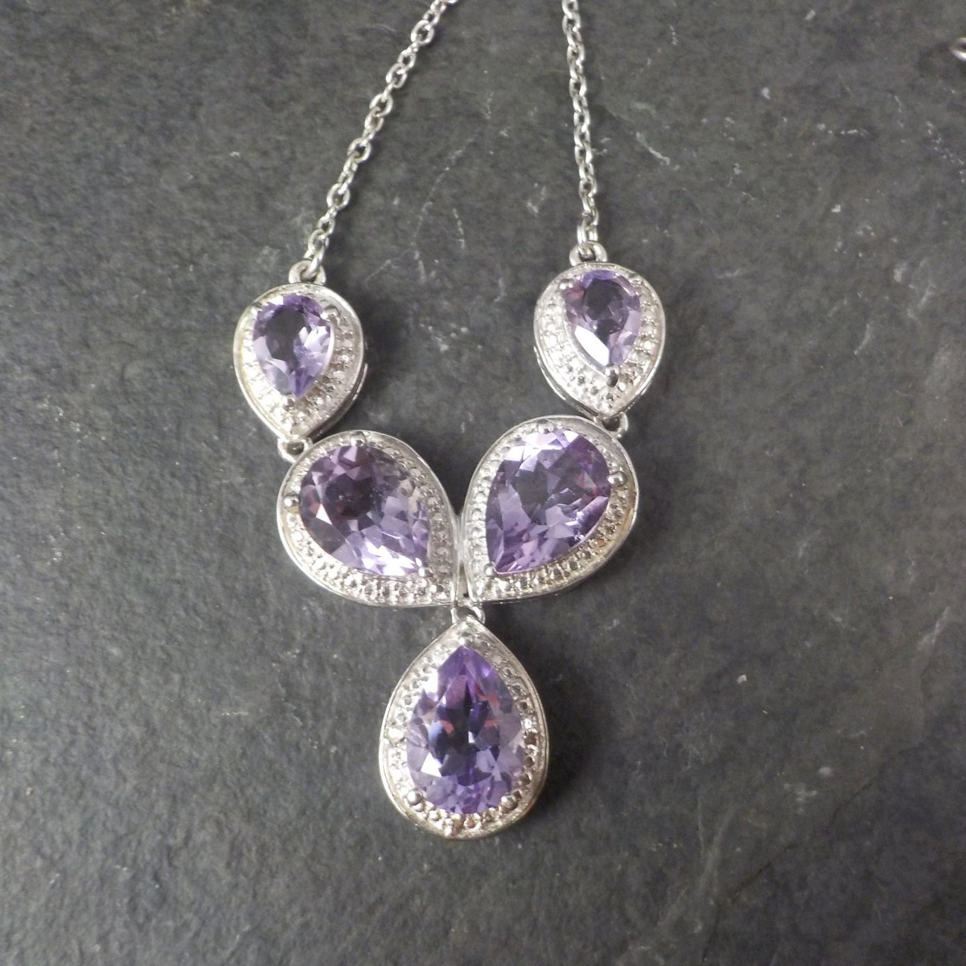 Sterling Silver Amethyst Y Necklace