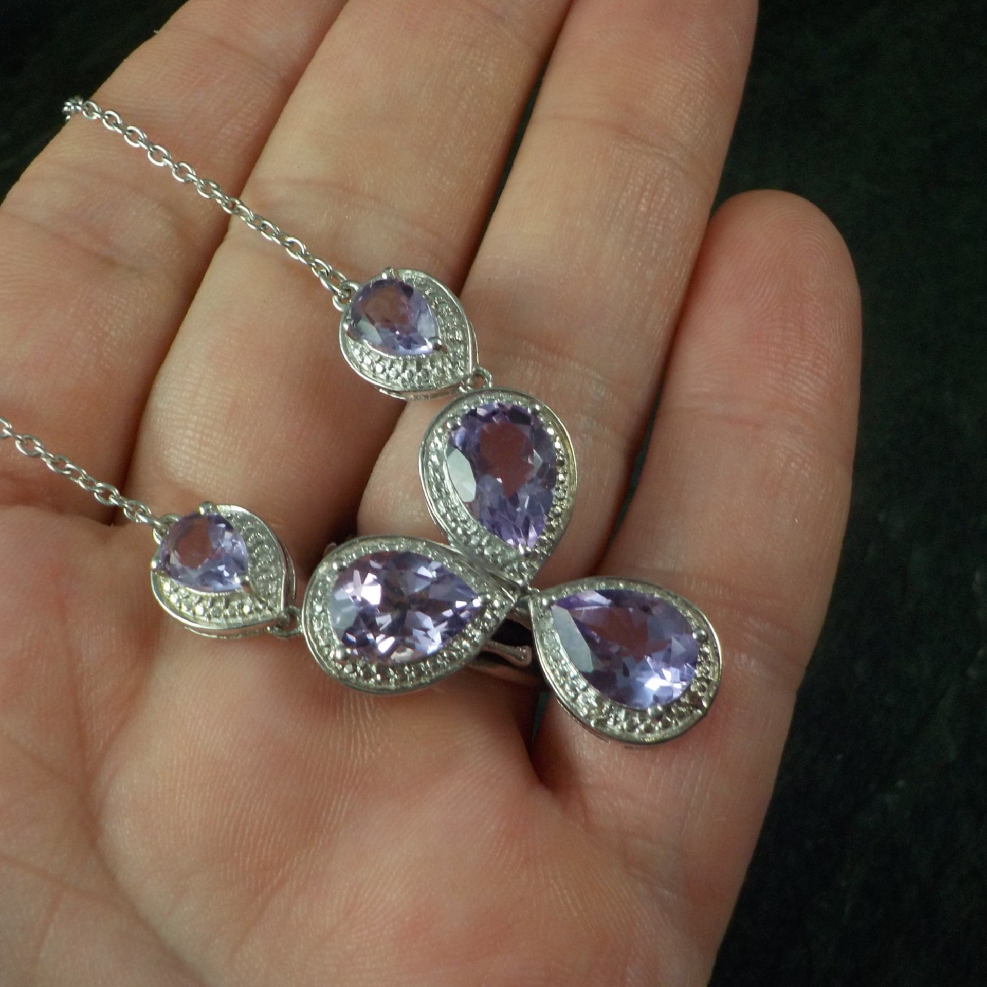 Sterling Silver Amethyst Y Necklace