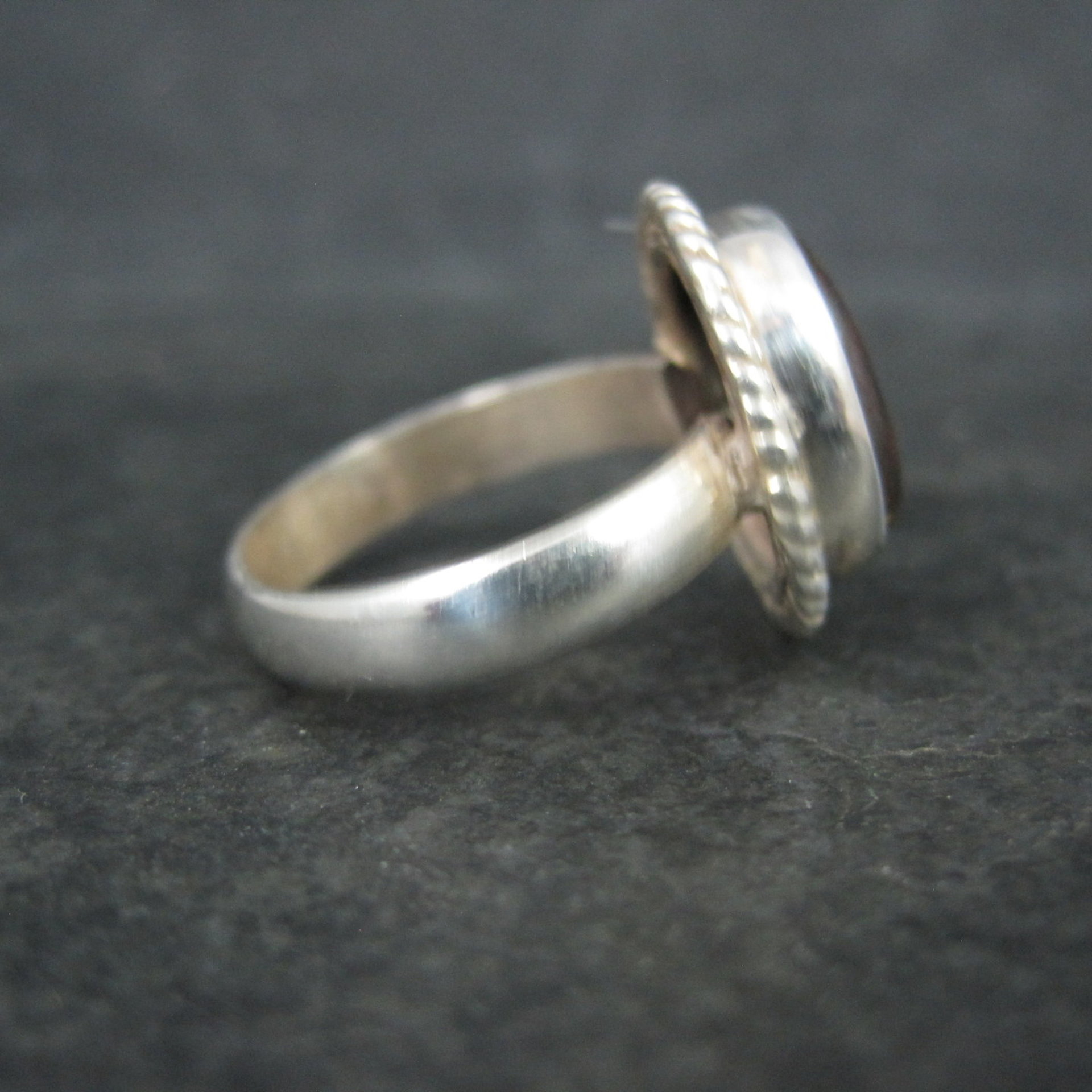 Vintage Sterling Silver Petrified Wood Ring Size 7.5