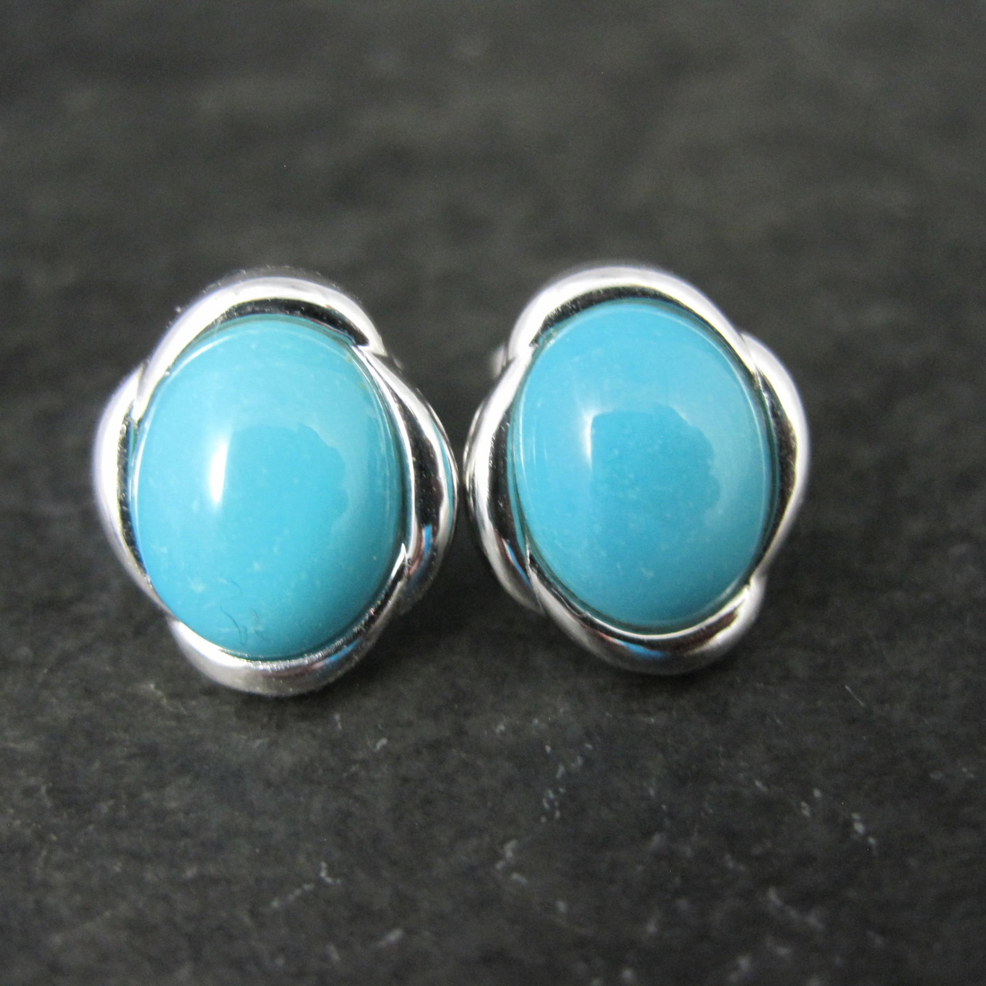 Persian Turquoise Stud Earrings Sterling Silver