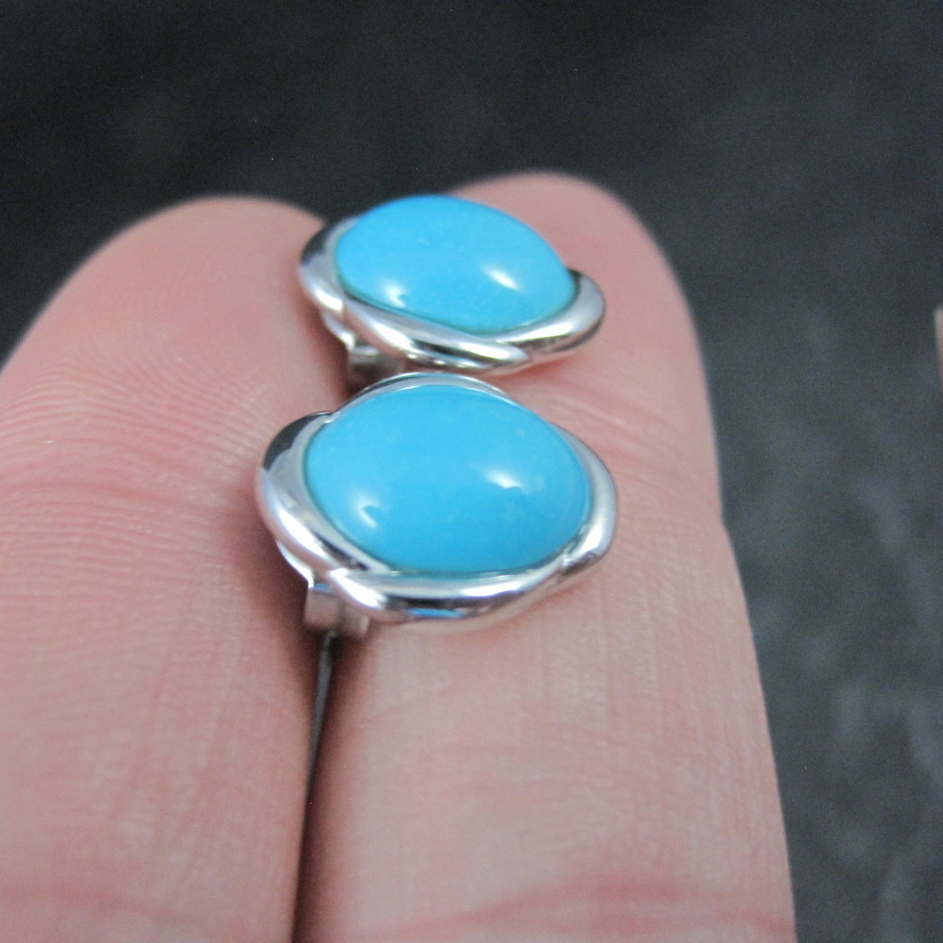 Persian Turquoise Stud Earrings Sterling Silver
