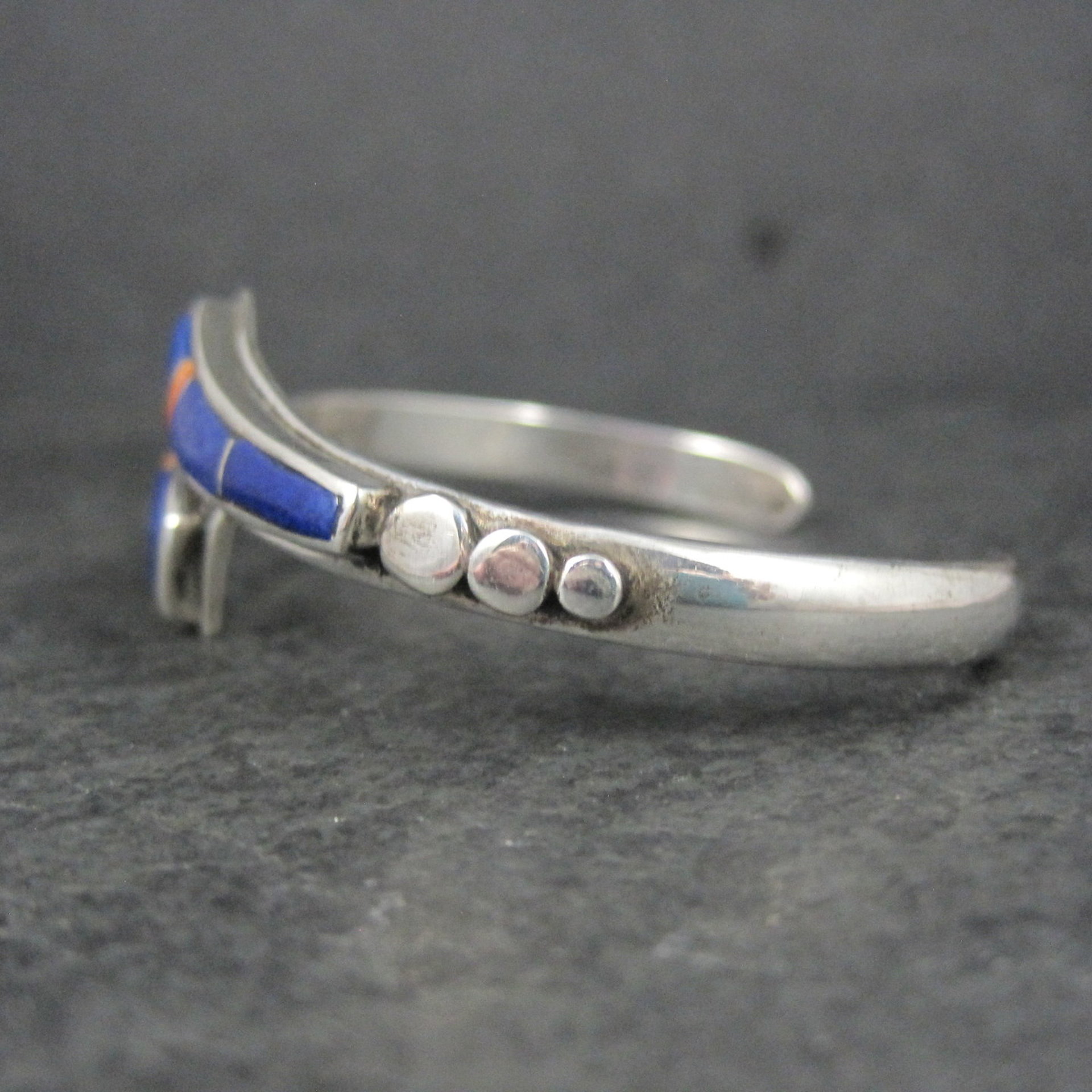 Vintage Southwestern Sterling Silver Lapis Lazuli Spiny Oyster Cuff Bracelet 6"