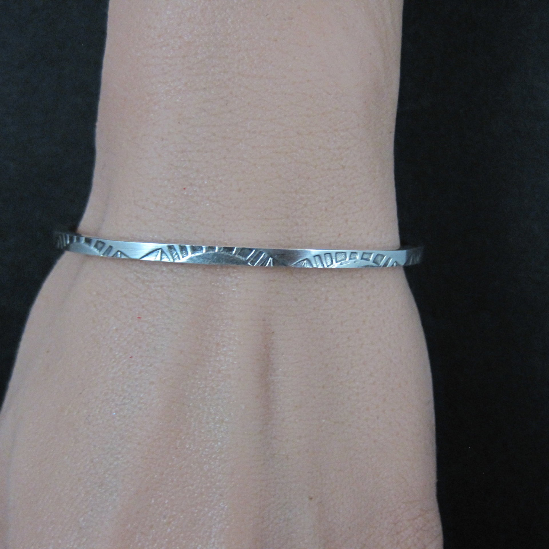Southwestern Vintage Sterling Cuff Bracelet 6 Inches Tahe
