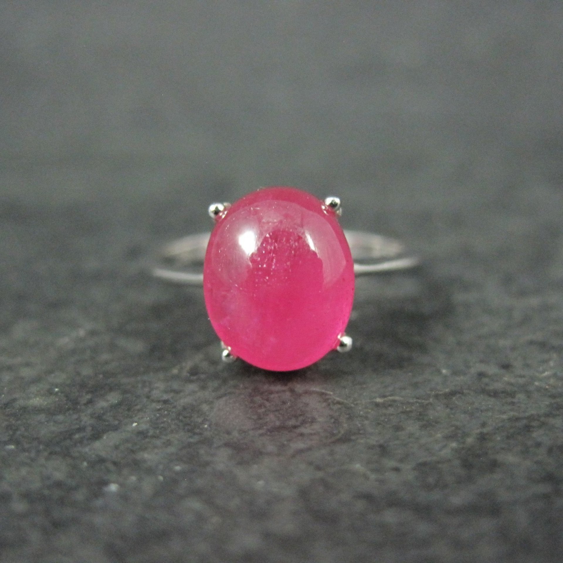 Vintage Ruby Cabochon Ring Size 9 Sterling Silver