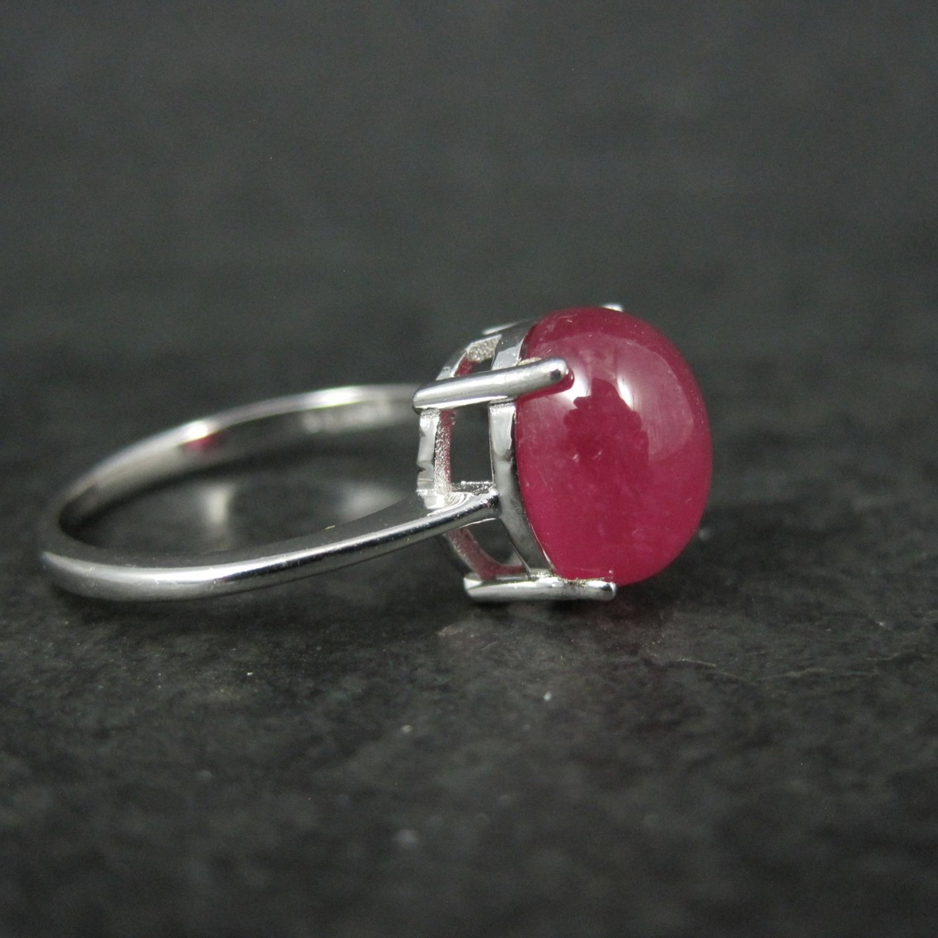 Vintage Ruby Cabochon Ring Size 9 Sterling Silver