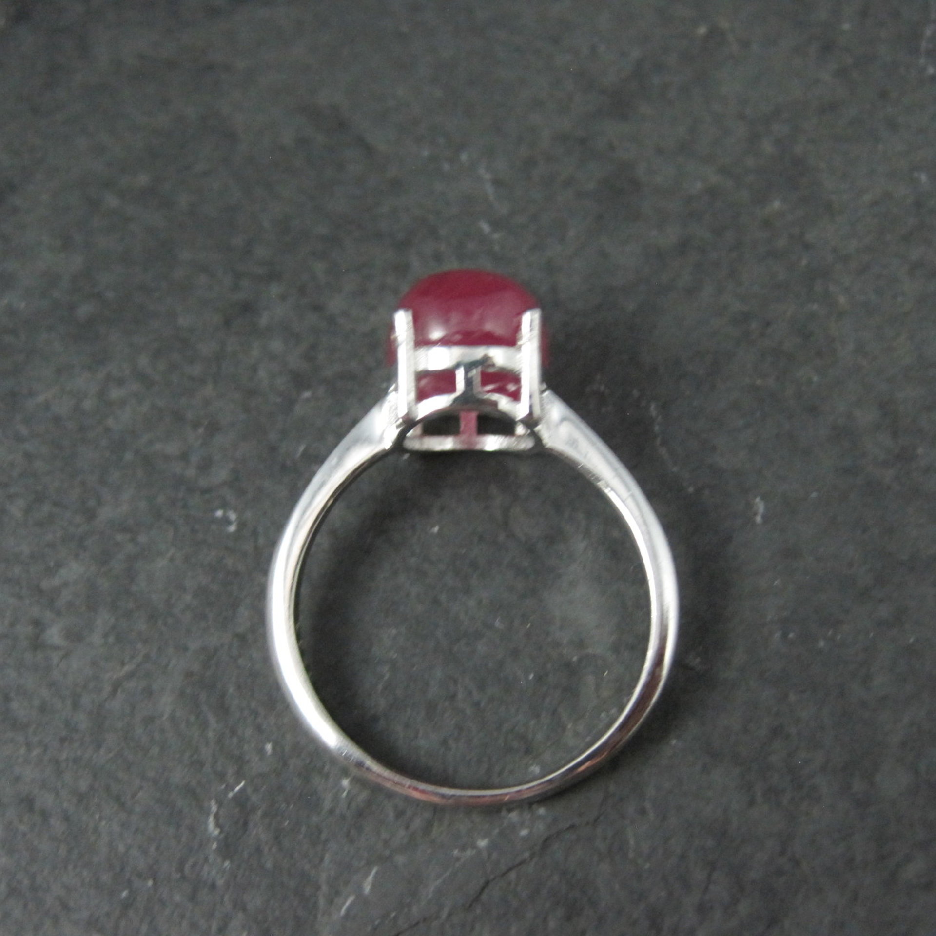Vintage Ruby Cabochon Ring Size 9 Sterling Silver
