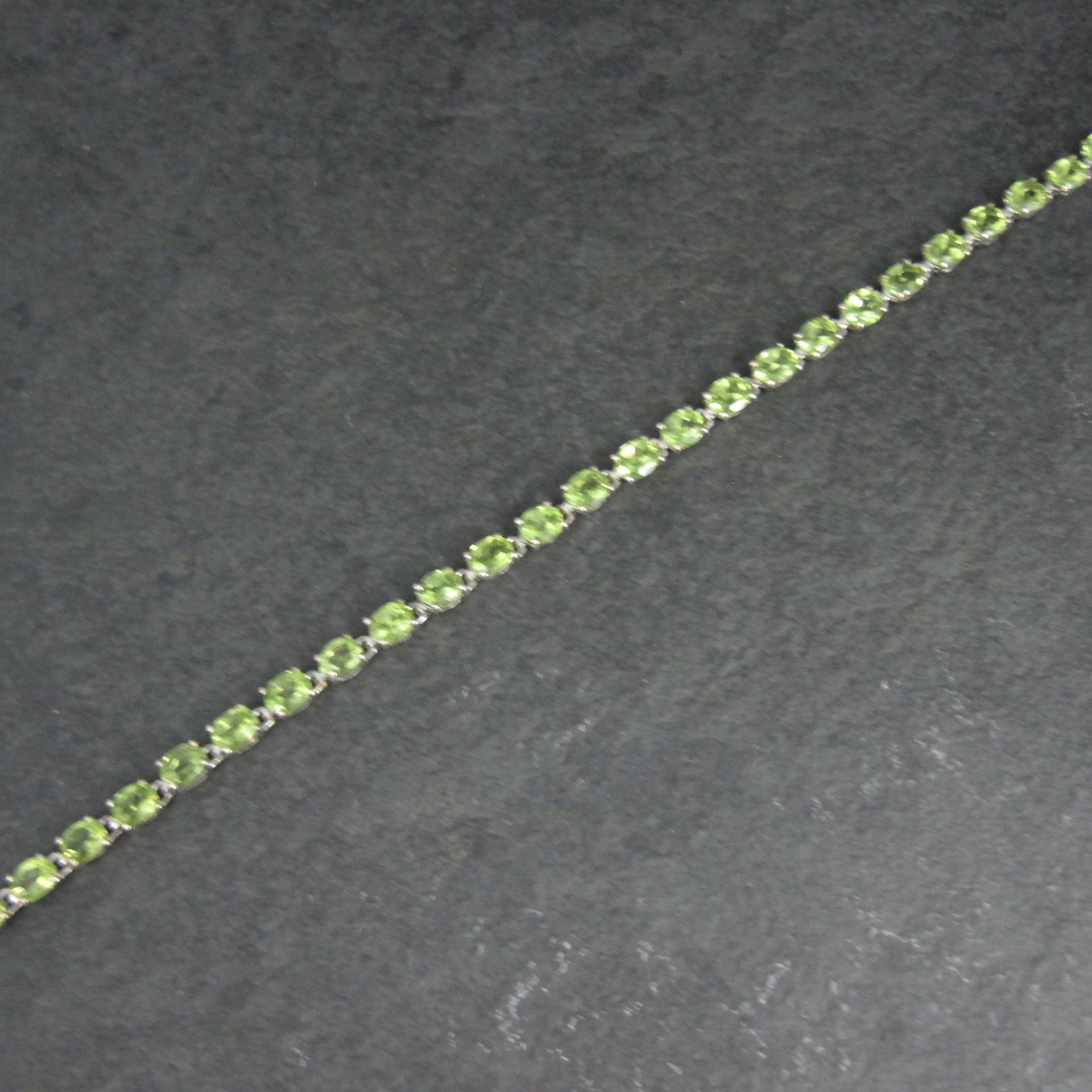 Sterling Silver Peridot Tennis Bracelet 7.5 Inches