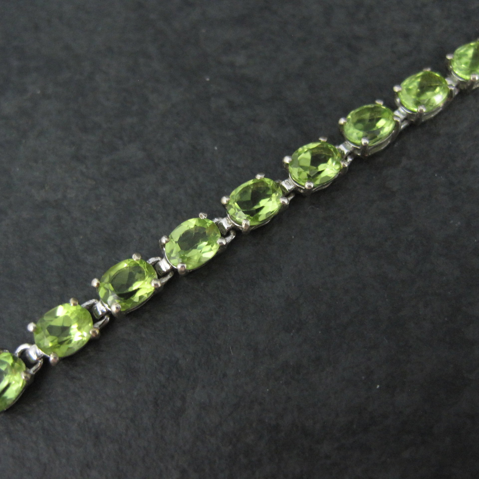 Sterling Silver Peridot Tennis Bracelet 7.5 Inches