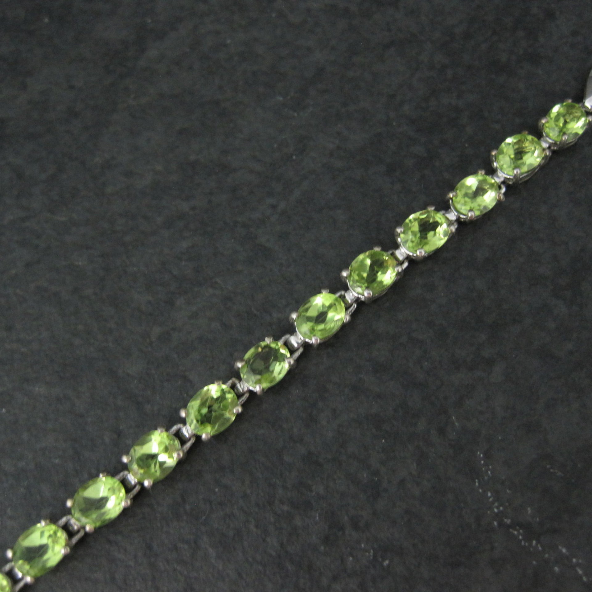 Sterling Silver Peridot Tennis Bracelet 7.5 Inches