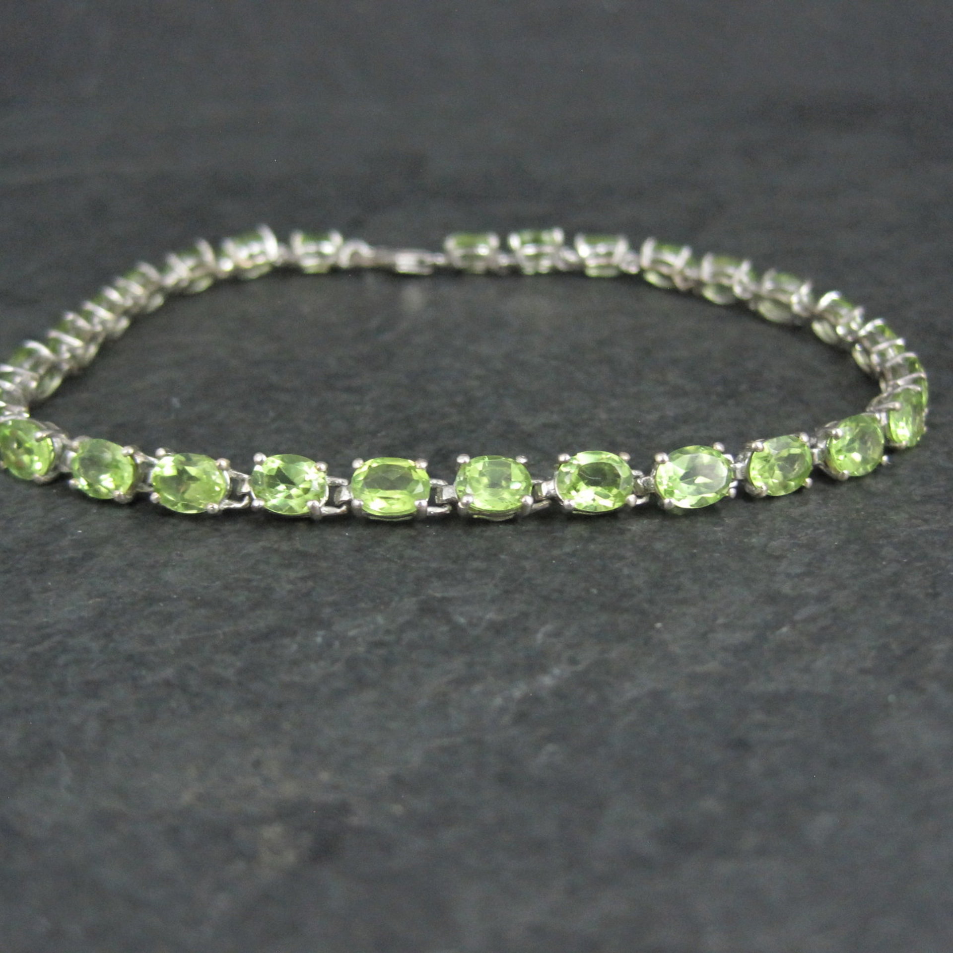 Sterling Silver Peridot Tennis Bracelet 7.5 Inches