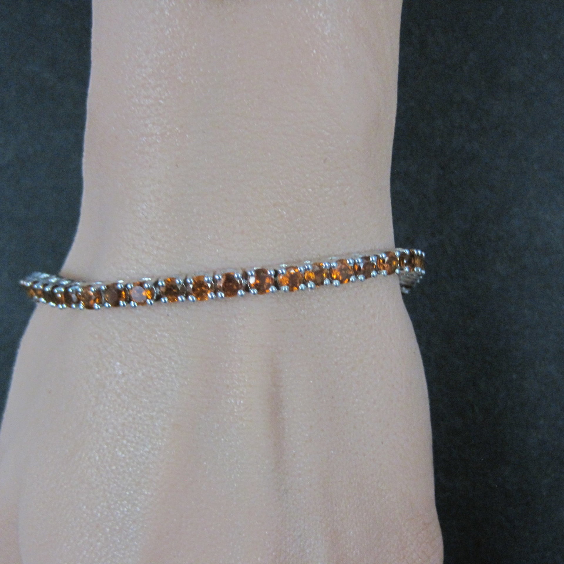 Madeira Citrine Tennis Bracelet Sterling Silver 7.5 Inches