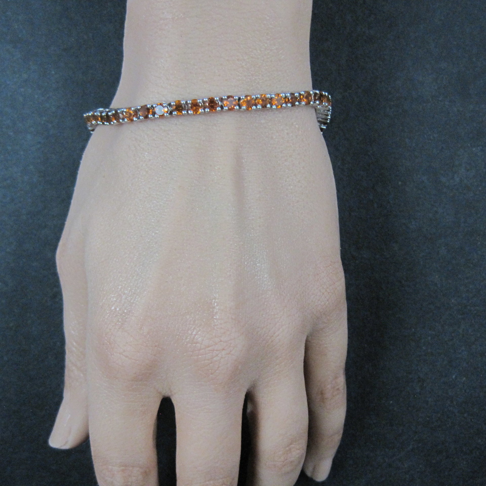 Madeira Citrine Tennis Bracelet Sterling Silver 7.5 Inches