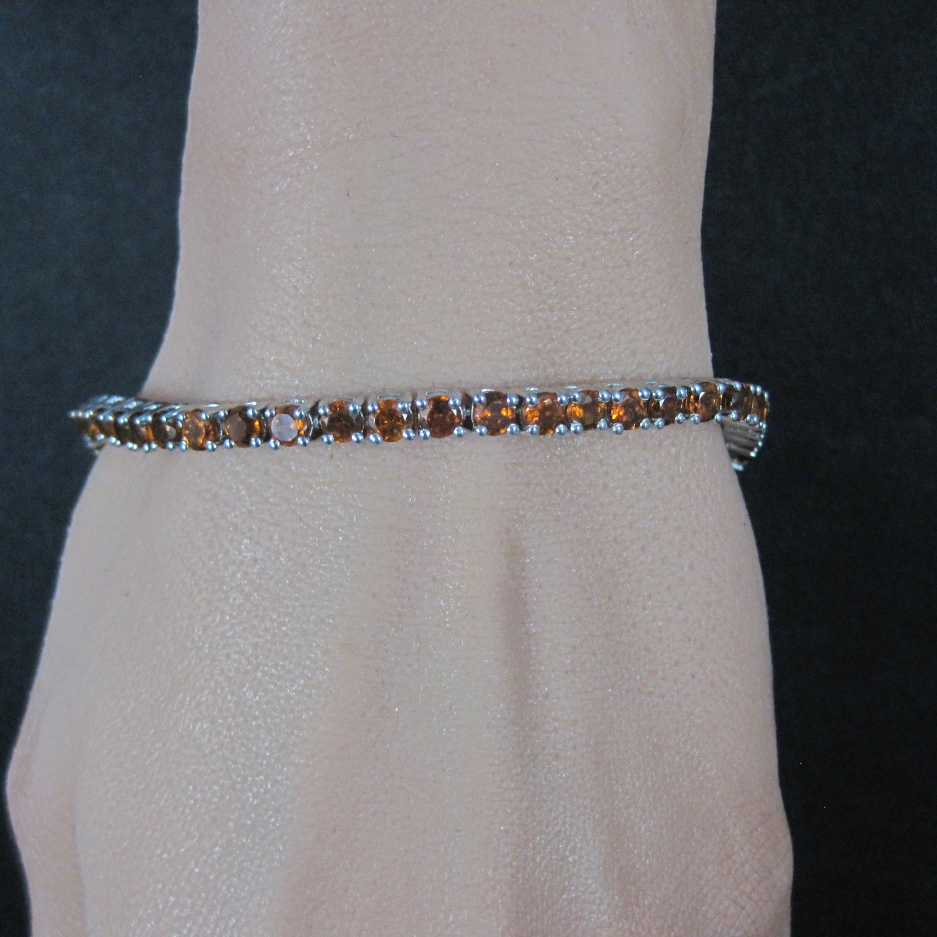 Madeira Citrine Tennis Bracelet Sterling Silver 7.5 Inches