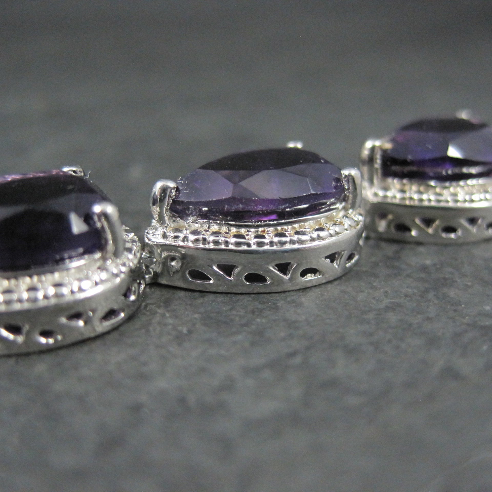 Pear Cut Amethyst Bracelet Sterling Silver 7.25" 32.4 Carats
