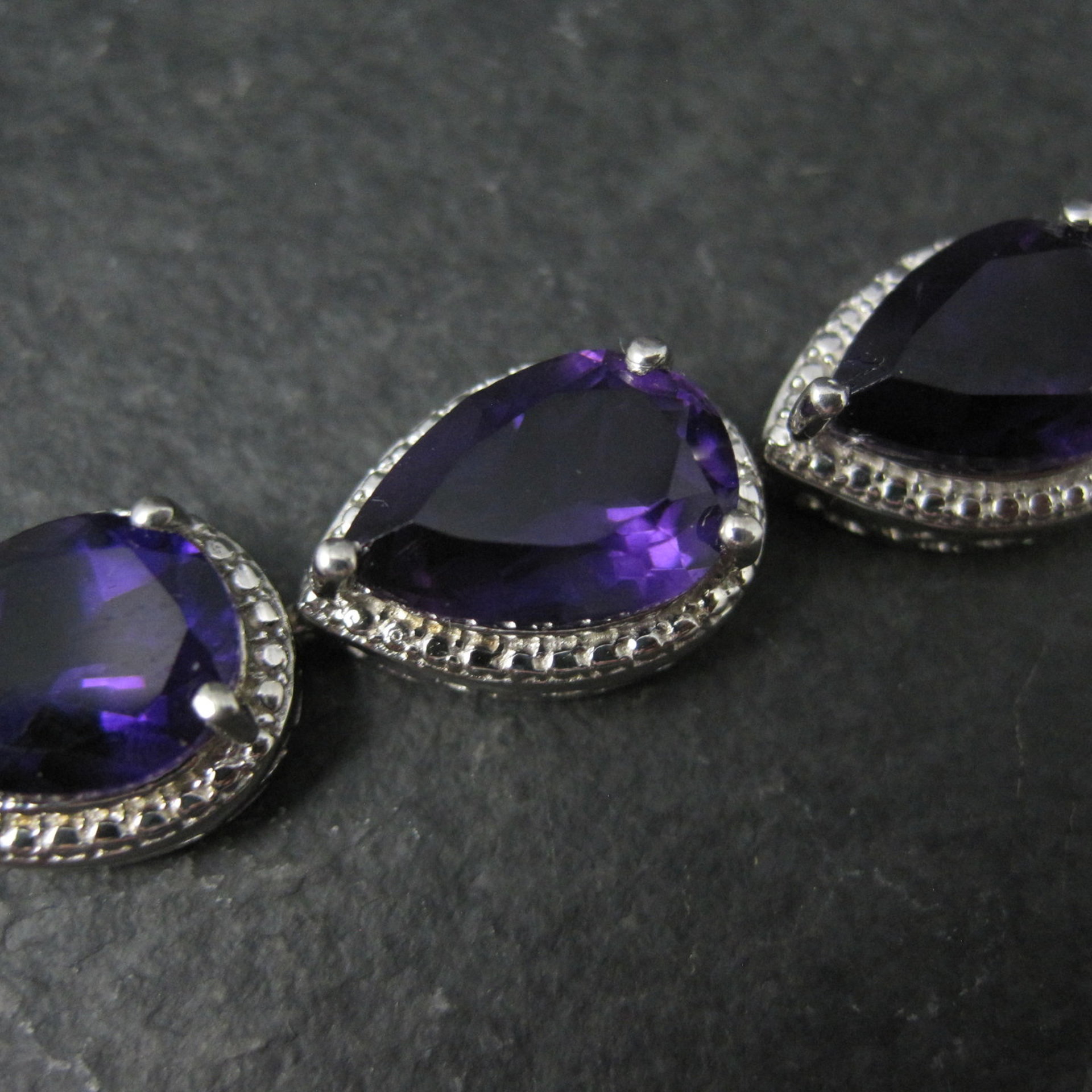 Pear Cut Amethyst Bracelet Sterling Silver 7.25" 32.4 Carats