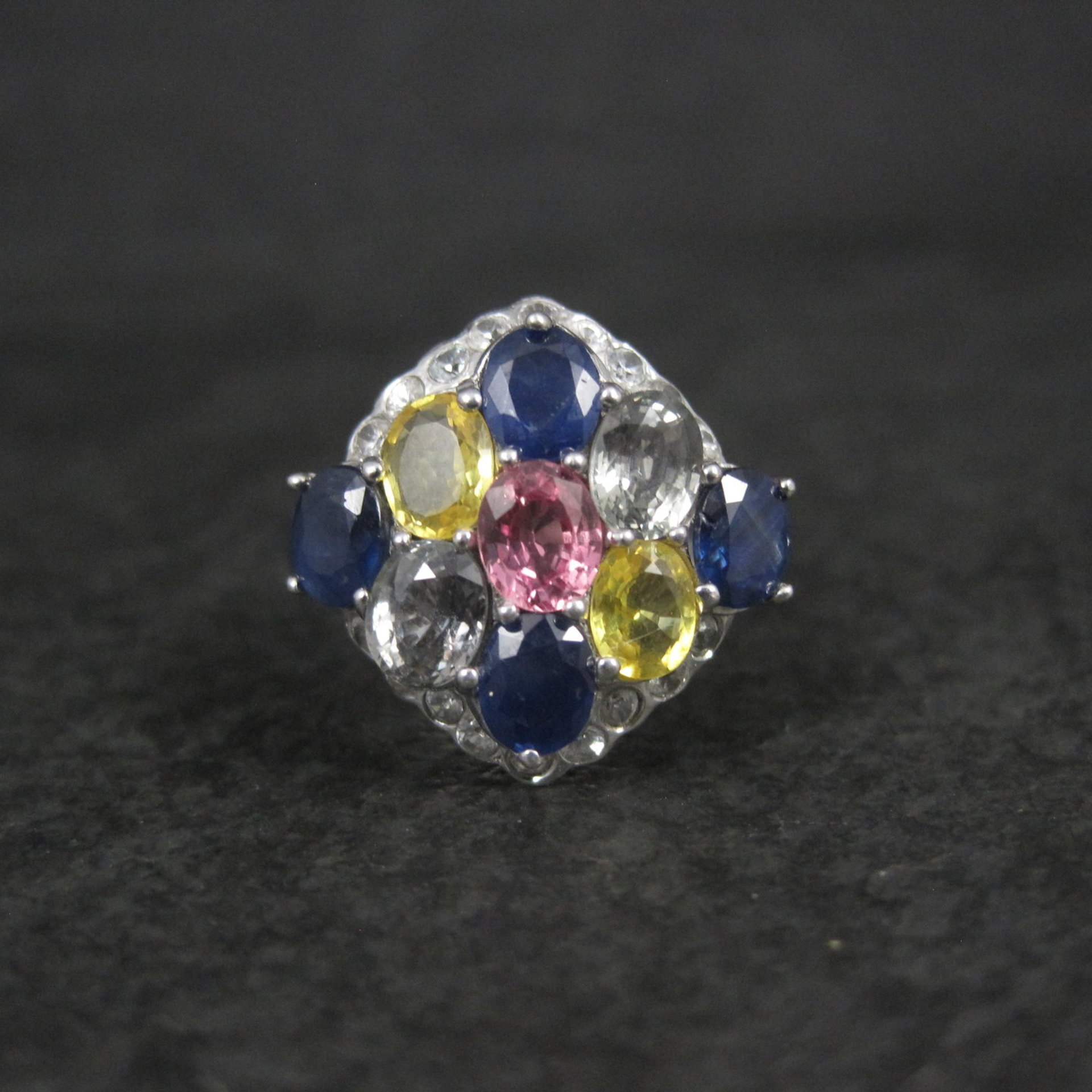 Multi Colored Sapphire Ring Sterling Silver Size 5