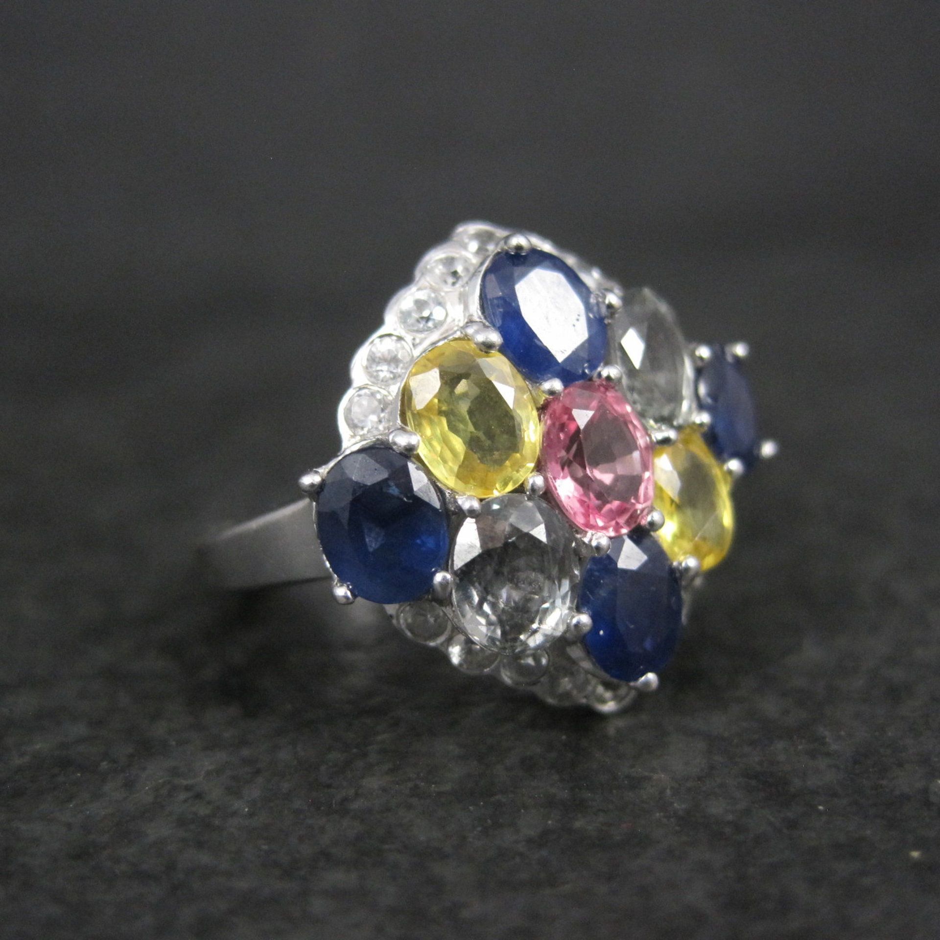 Multi Colored Sapphire Ring Sterling Silver Size 5