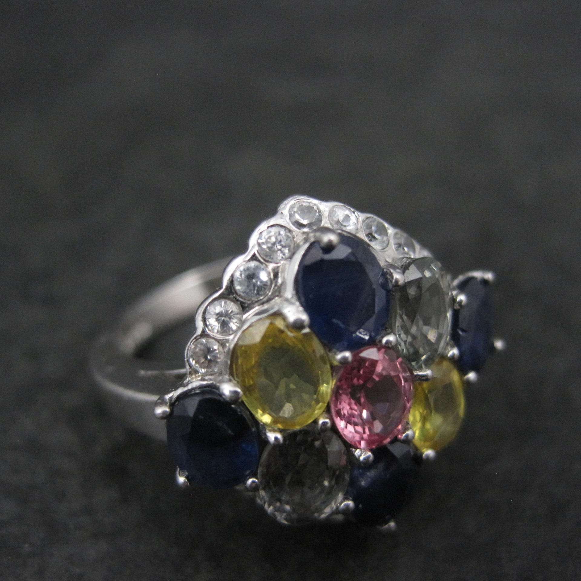 Multi Colored Sapphire Ring Sterling Silver Size 5