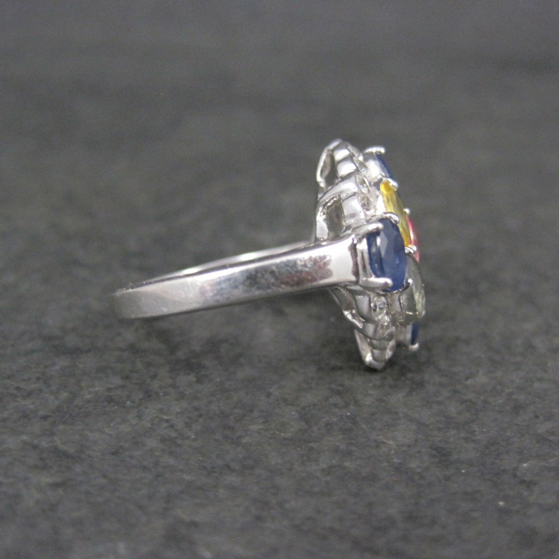 Multi Colored Sapphire Ring Sterling Silver Size 5