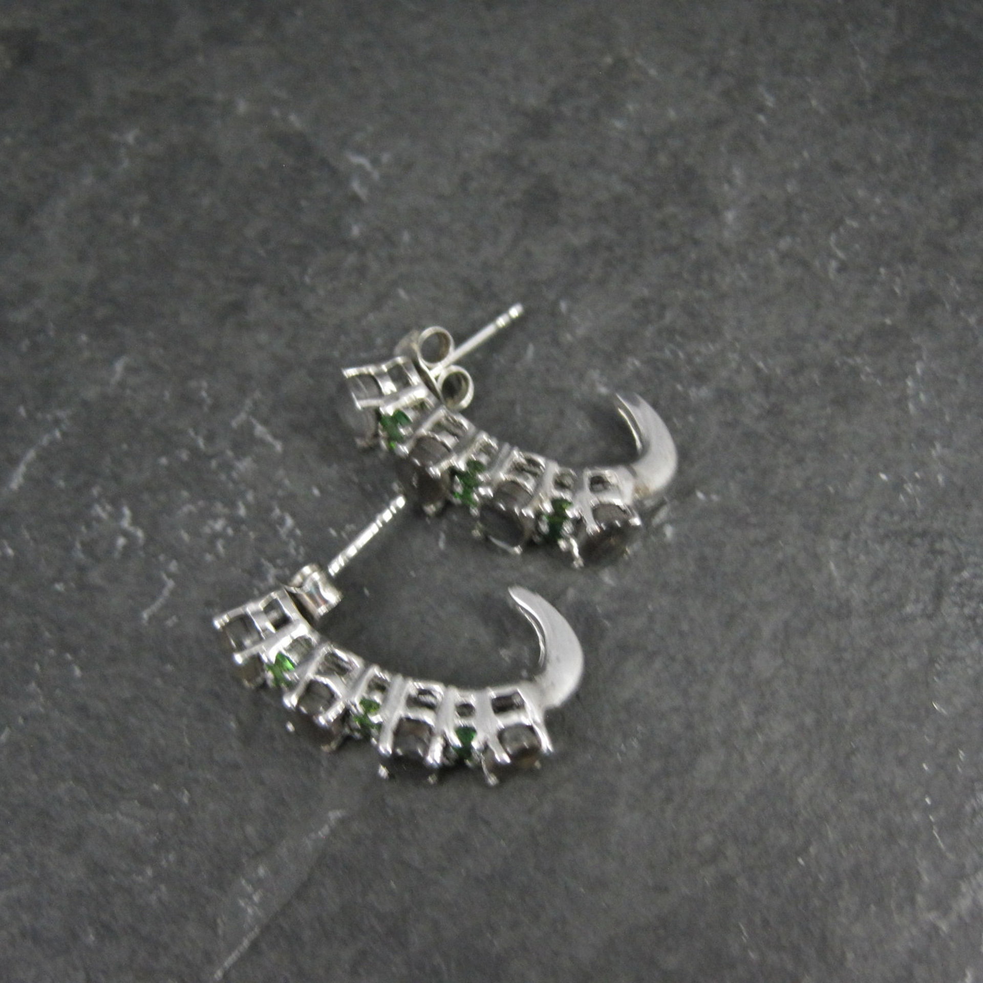 Black Ethiopian Opal and Chrome Diopside Earrings Sterling Silver