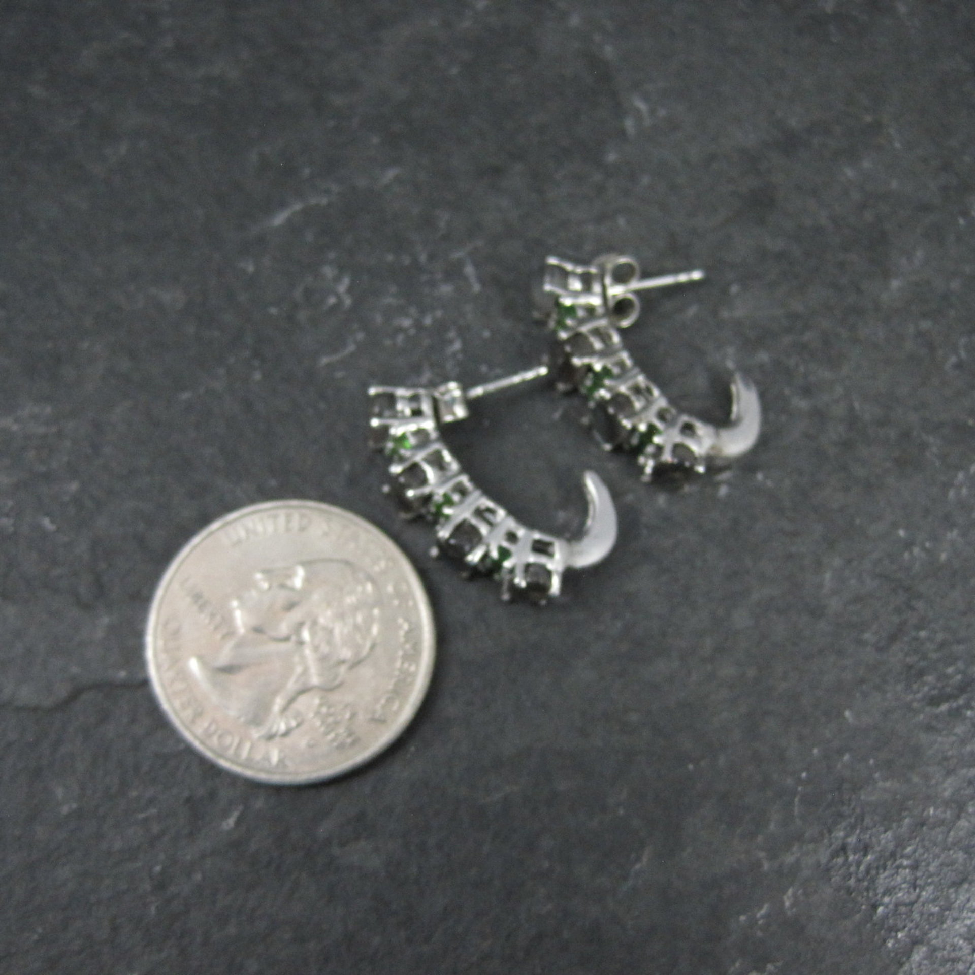 Black Ethiopian Opal and Chrome Diopside Earrings Sterling Silver