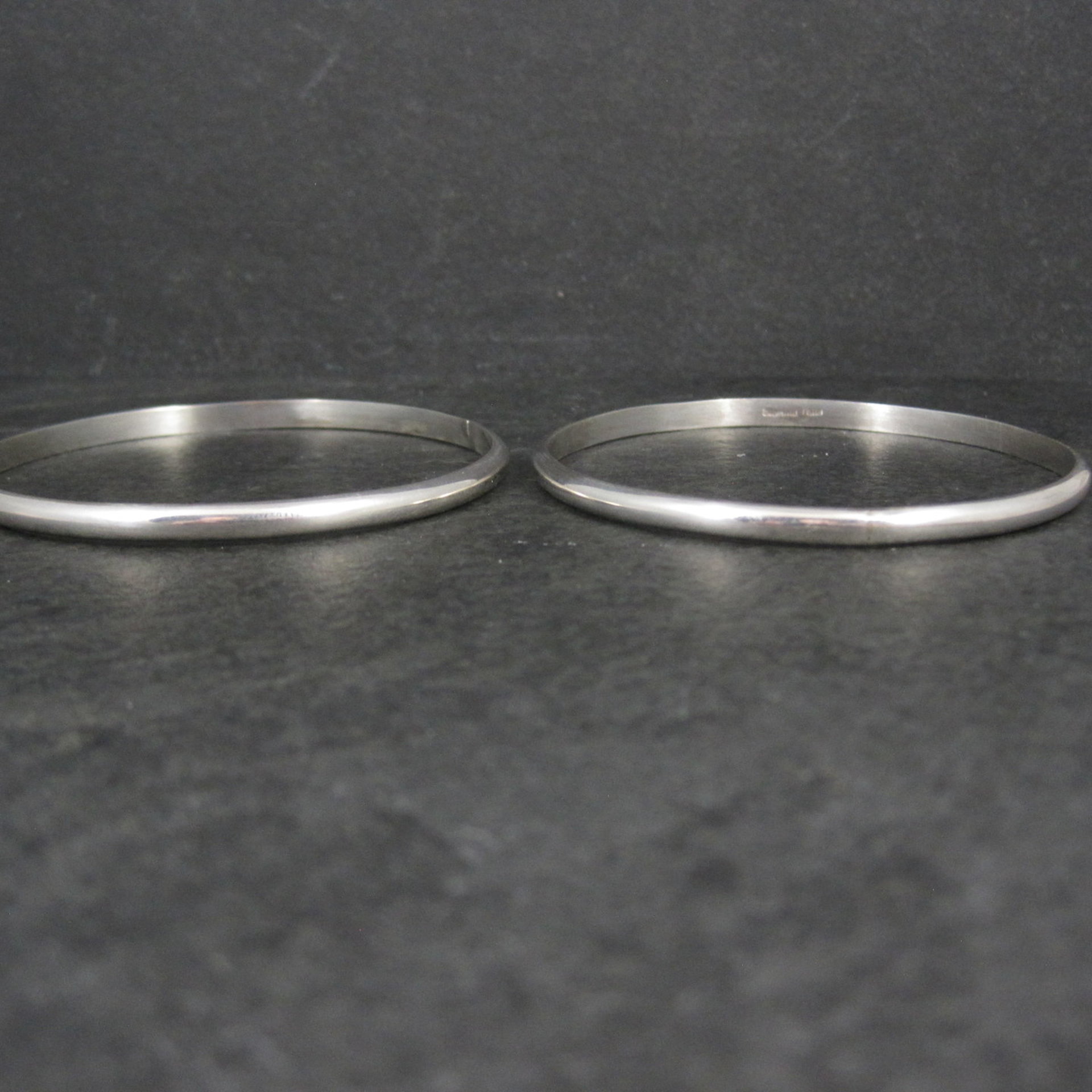Set of 2 Plain Navajo Bangle Bracelets Sterling Silver 7.75"  TAHE