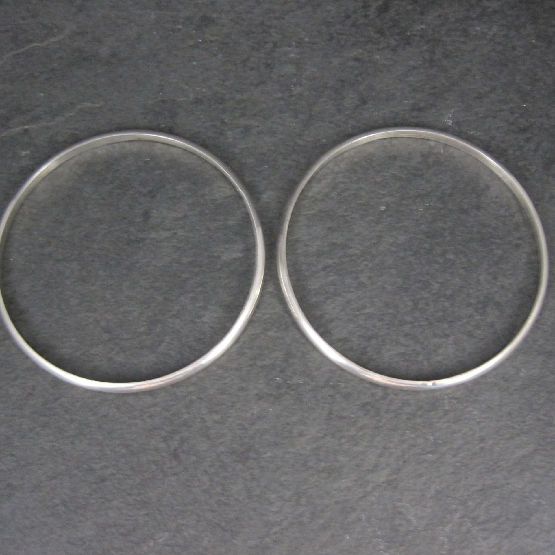 Set of 2 Plain Navajo Bangle Bracelets Sterling Silver 7.75"  TAHE