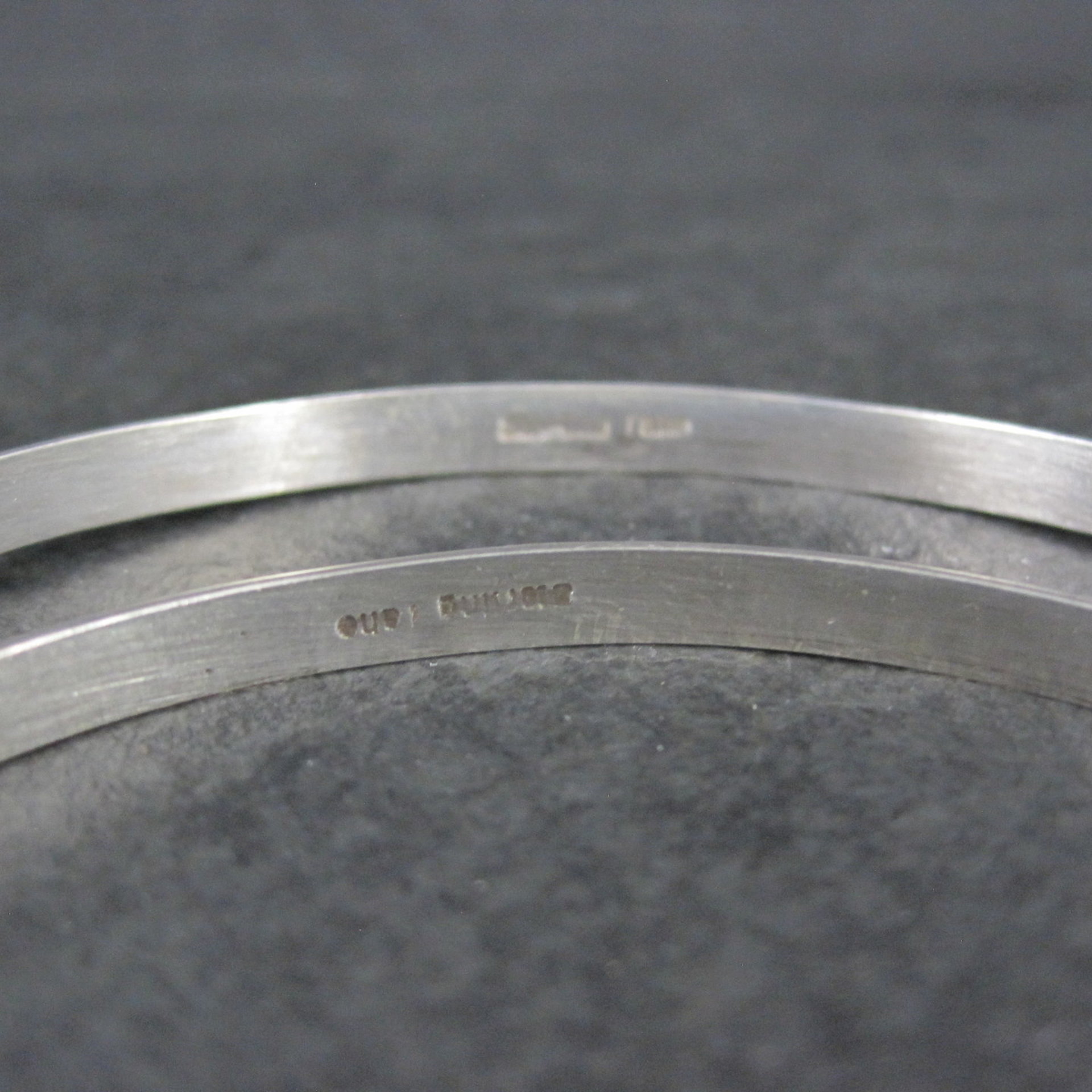 Set of 2 Plain Navajo Bangle Bracelets Sterling Silver 7.75"  TAHE