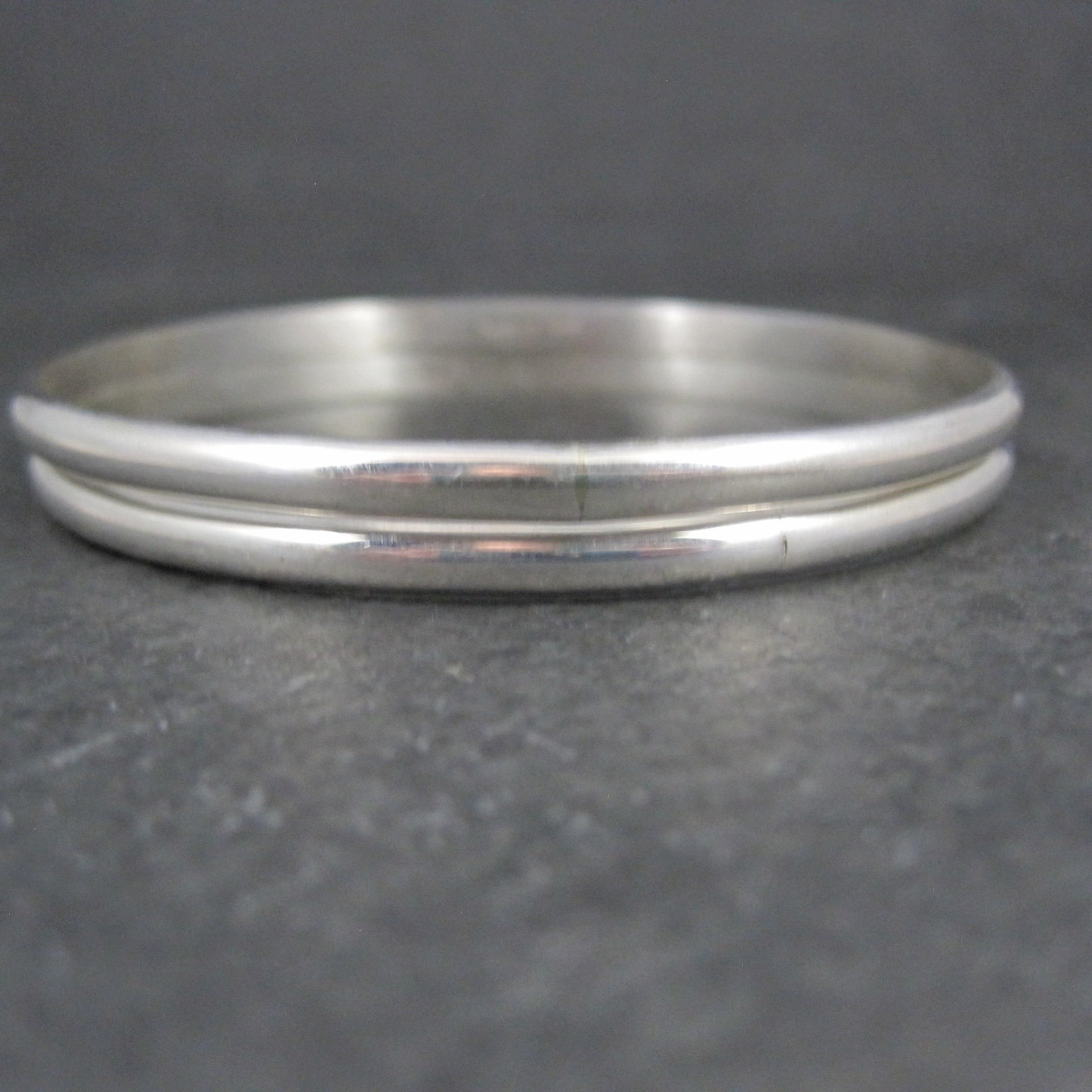 Set of 2 Plain Navajo Bangle Bracelets Sterling Silver 7.75"  TAHE