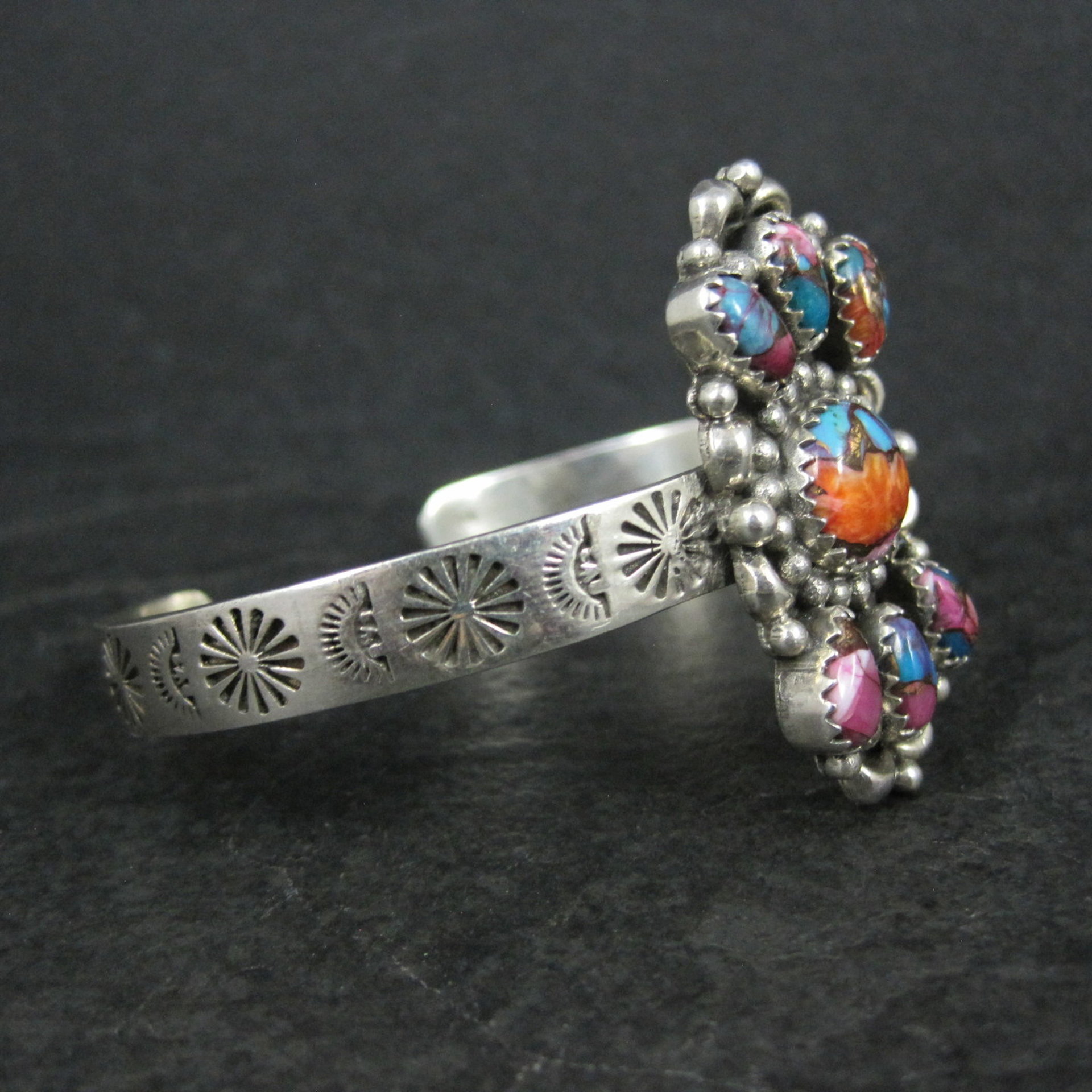 Southwestern Sterling Silver Mohave Turquoise Spiny Oyster Cuff Bracelet 6.25"