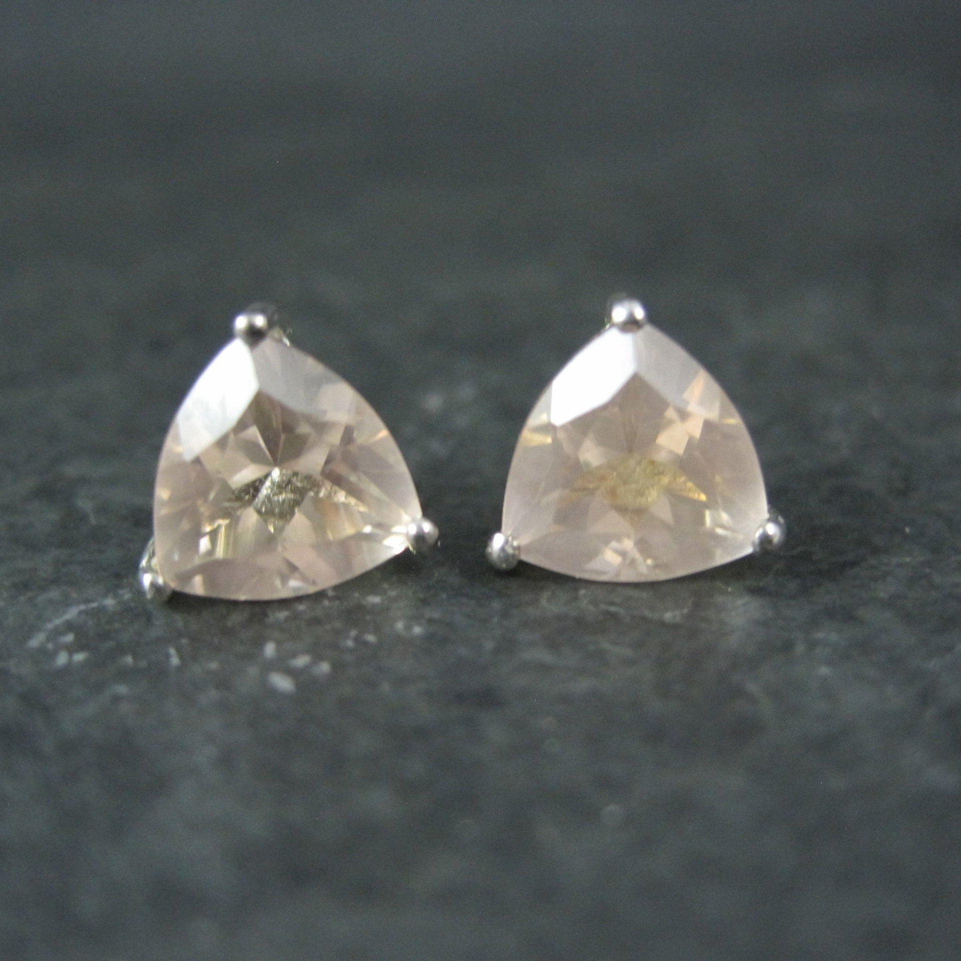 Sterling Silver Morganite Stud Earrings 2.6 Carats