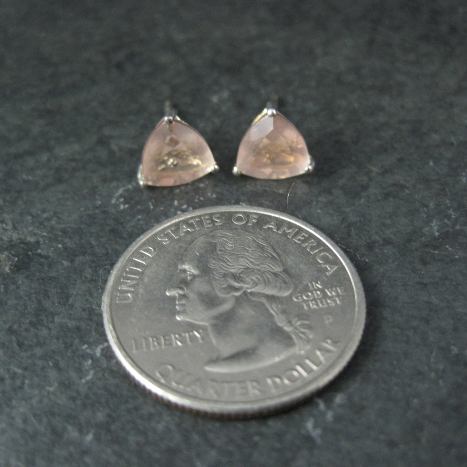 Sterling Silver Morganite Stud Earrings 2.6 Carats