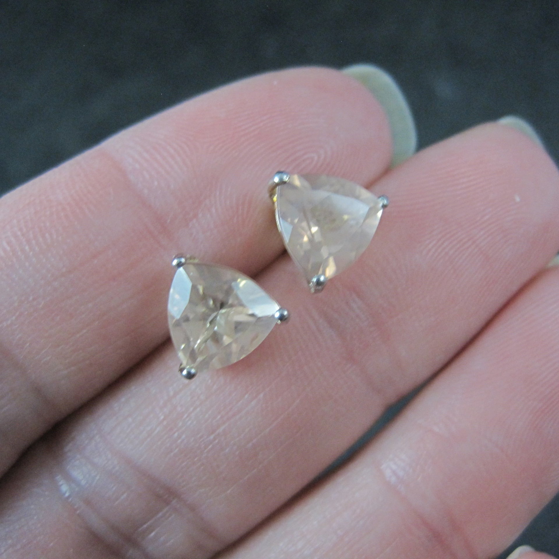 Sterling Silver Morganite Stud Earrings 2.6 Carats