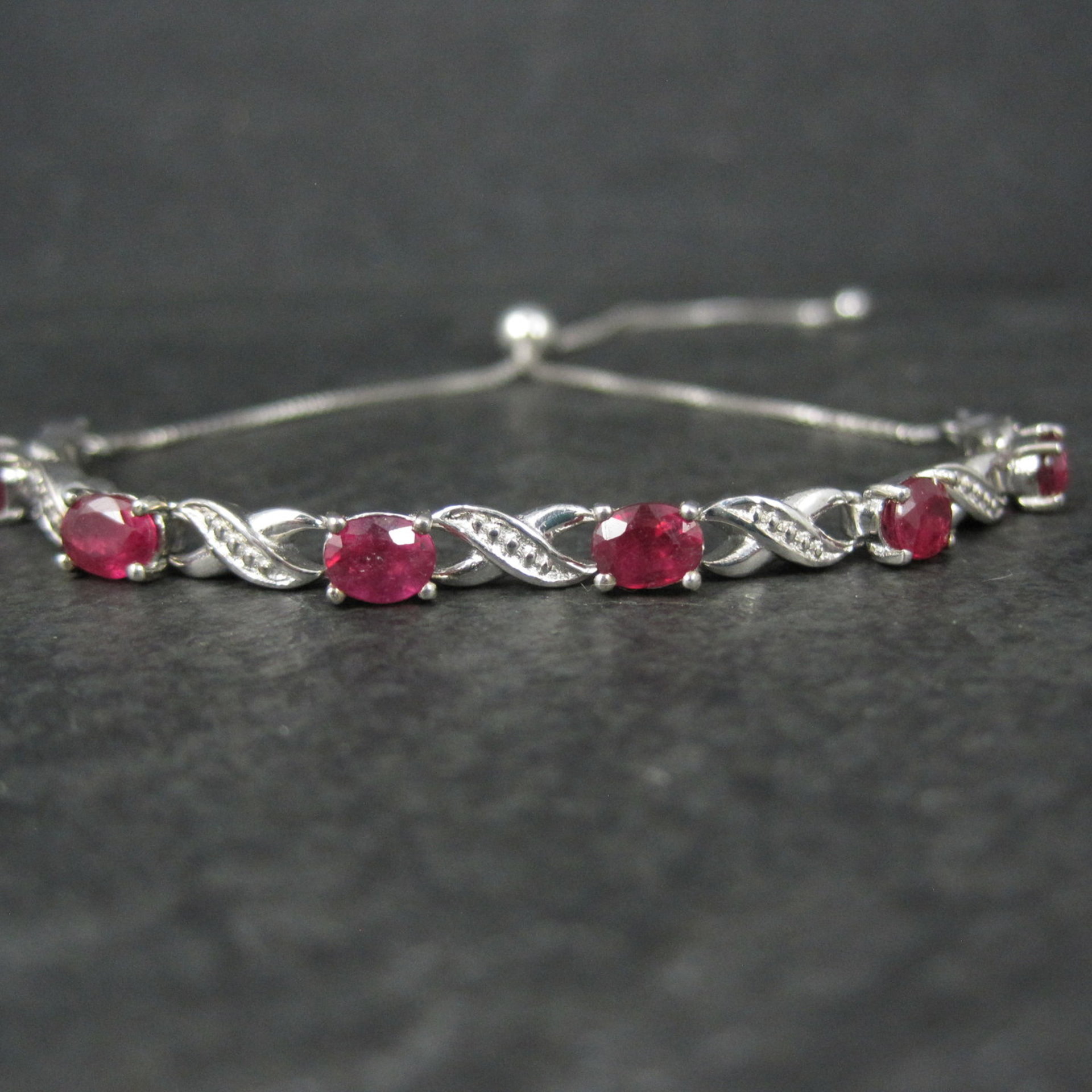 Red Spinel Bolo Bracelet Sterling Silver
