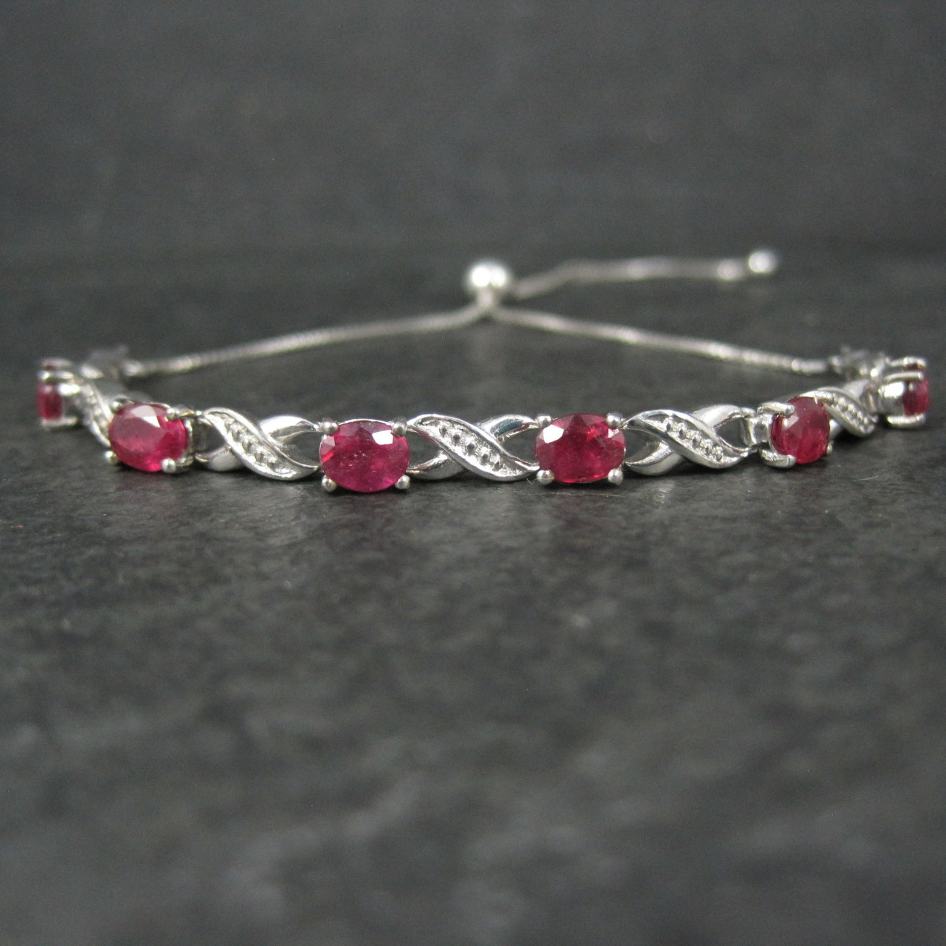 Red Spinel Bolo Bracelet Sterling Silver