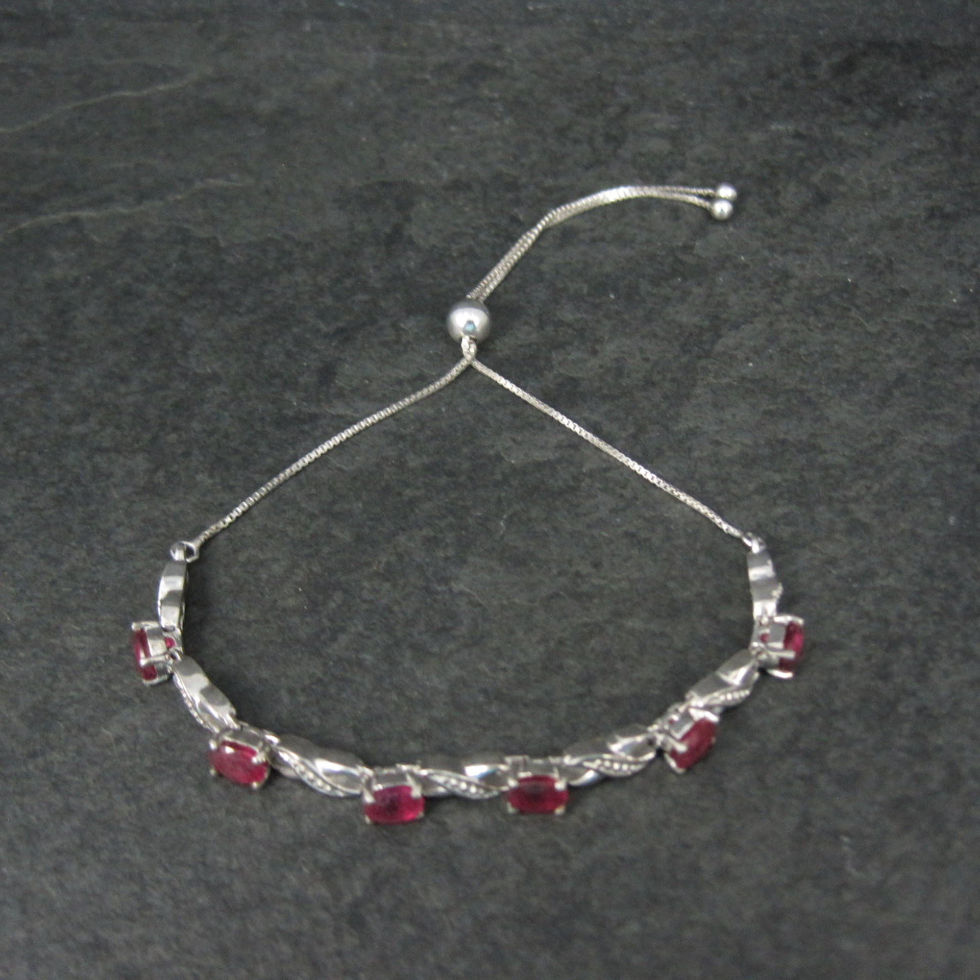 Red Spinel Bolo Bracelet Sterling Silver