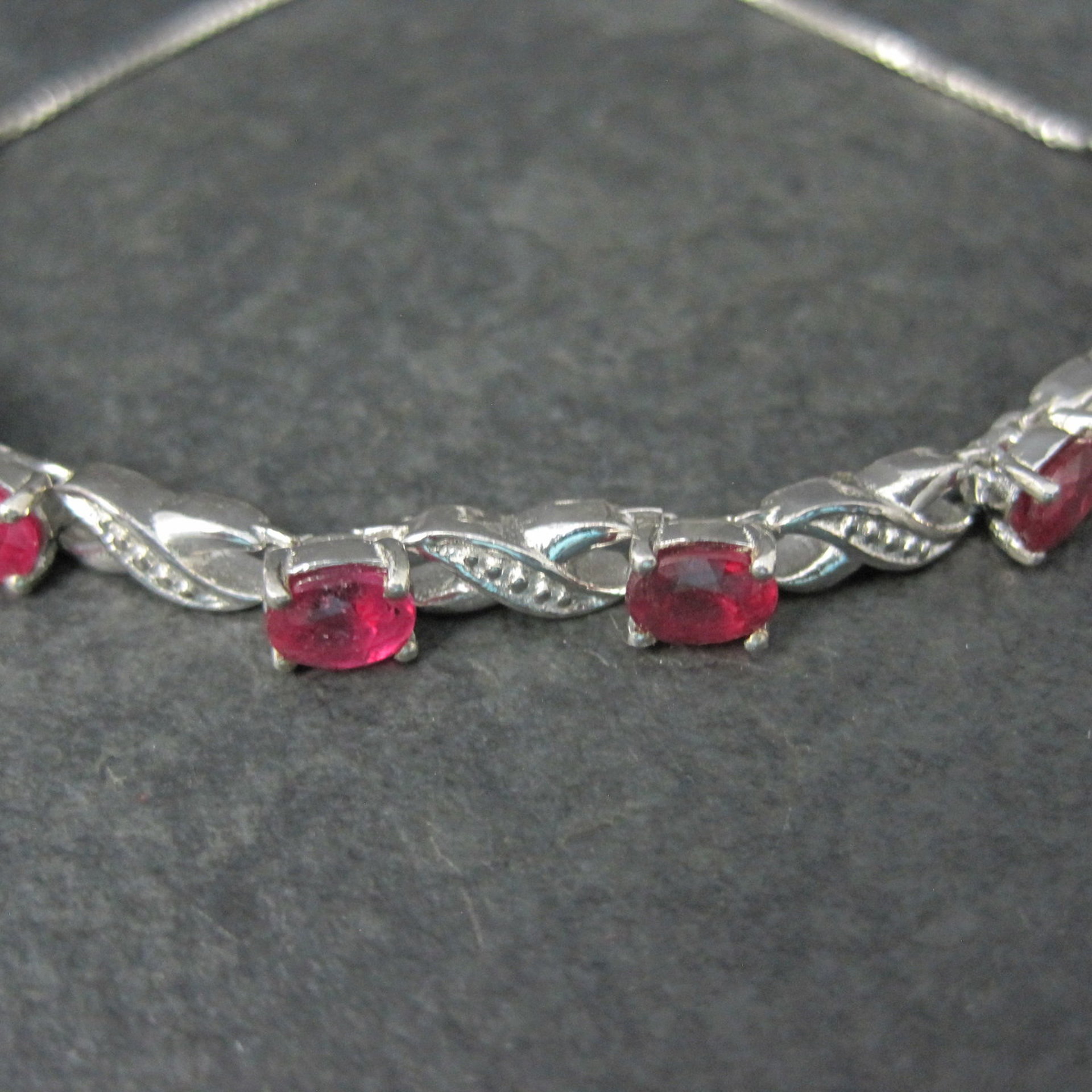 Red Spinel Bolo Bracelet Sterling Silver