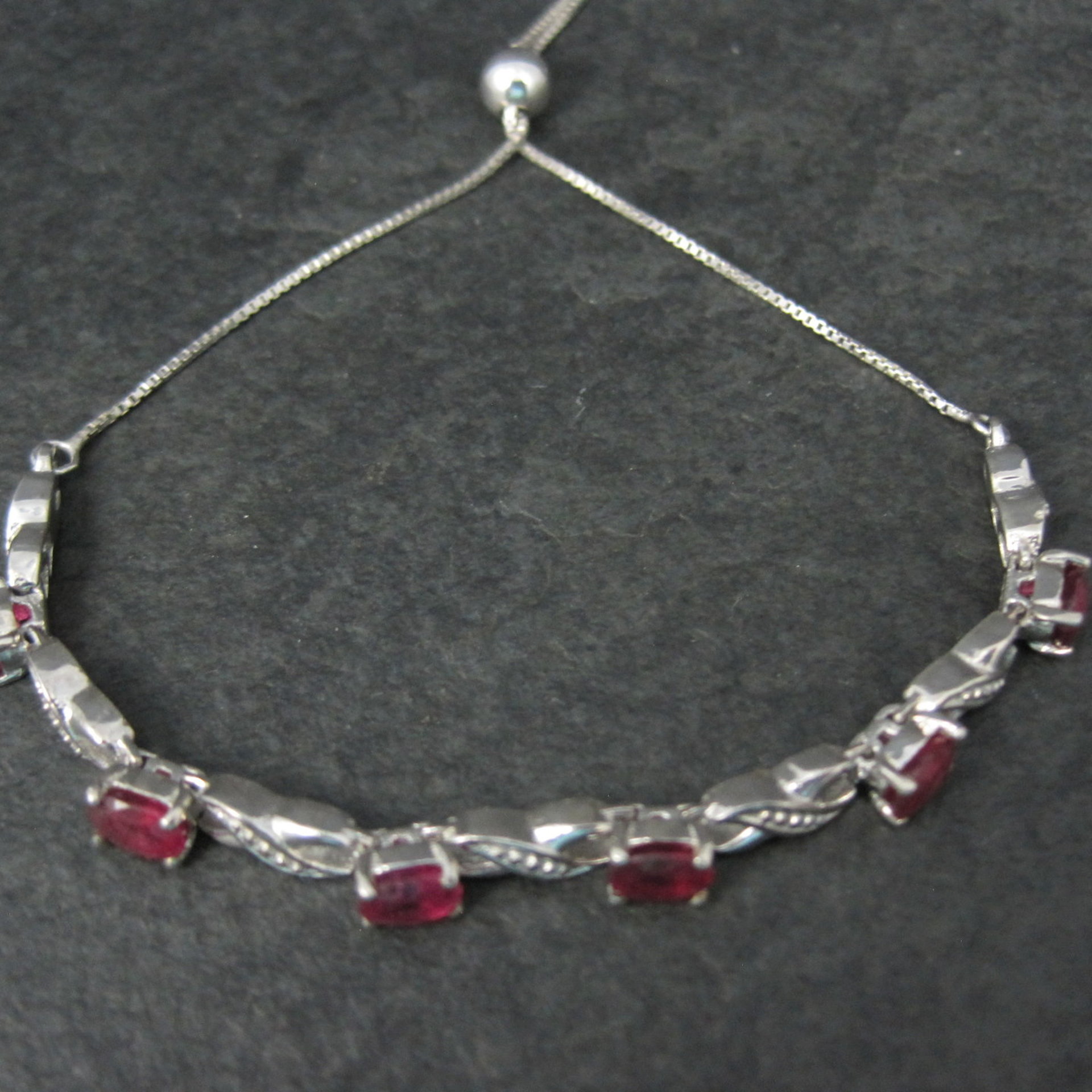 Red Spinel Bolo Bracelet Sterling Silver