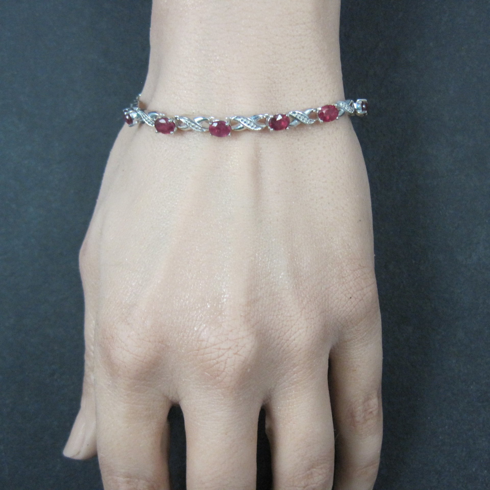 Red Spinel Bolo Bracelet Sterling Silver