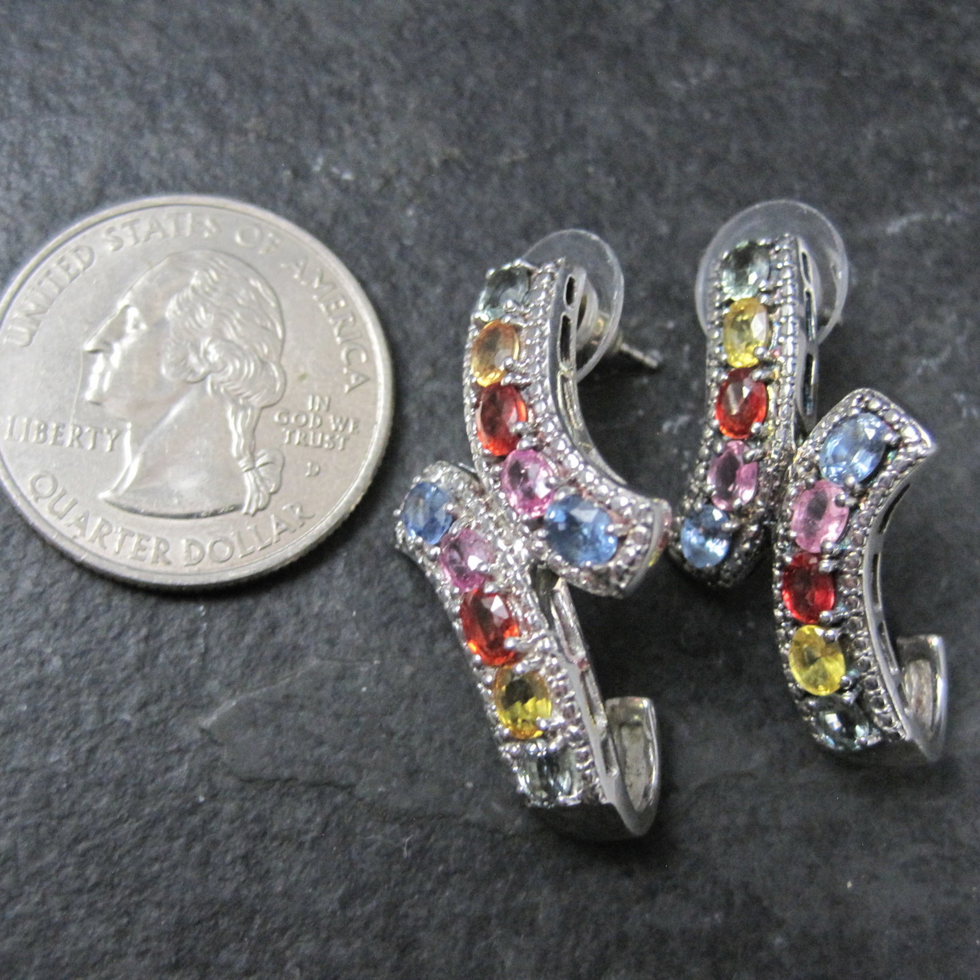 Large Multi Colored Topaz Earrings