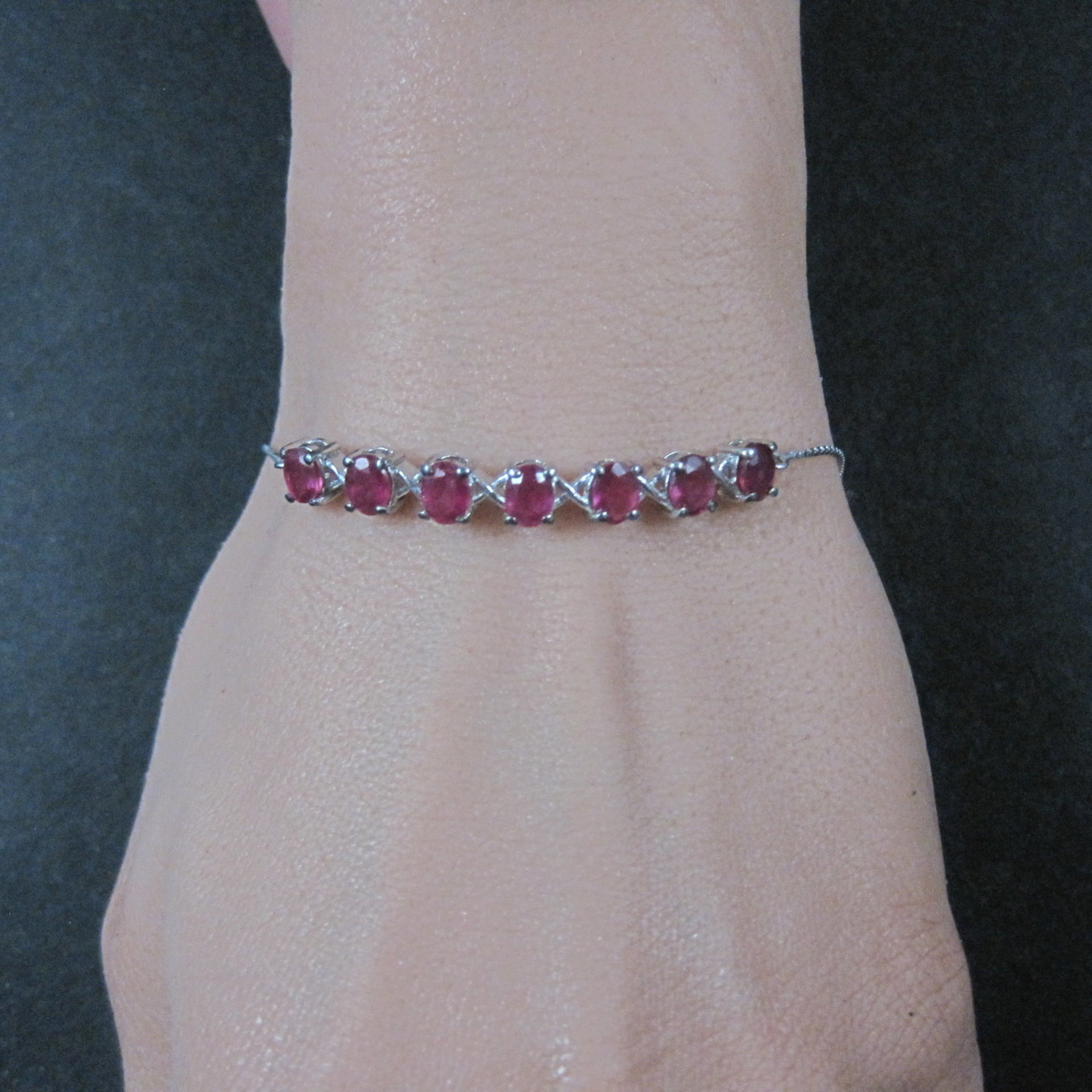 Sterling Silver Ruby Bolo Bracelet