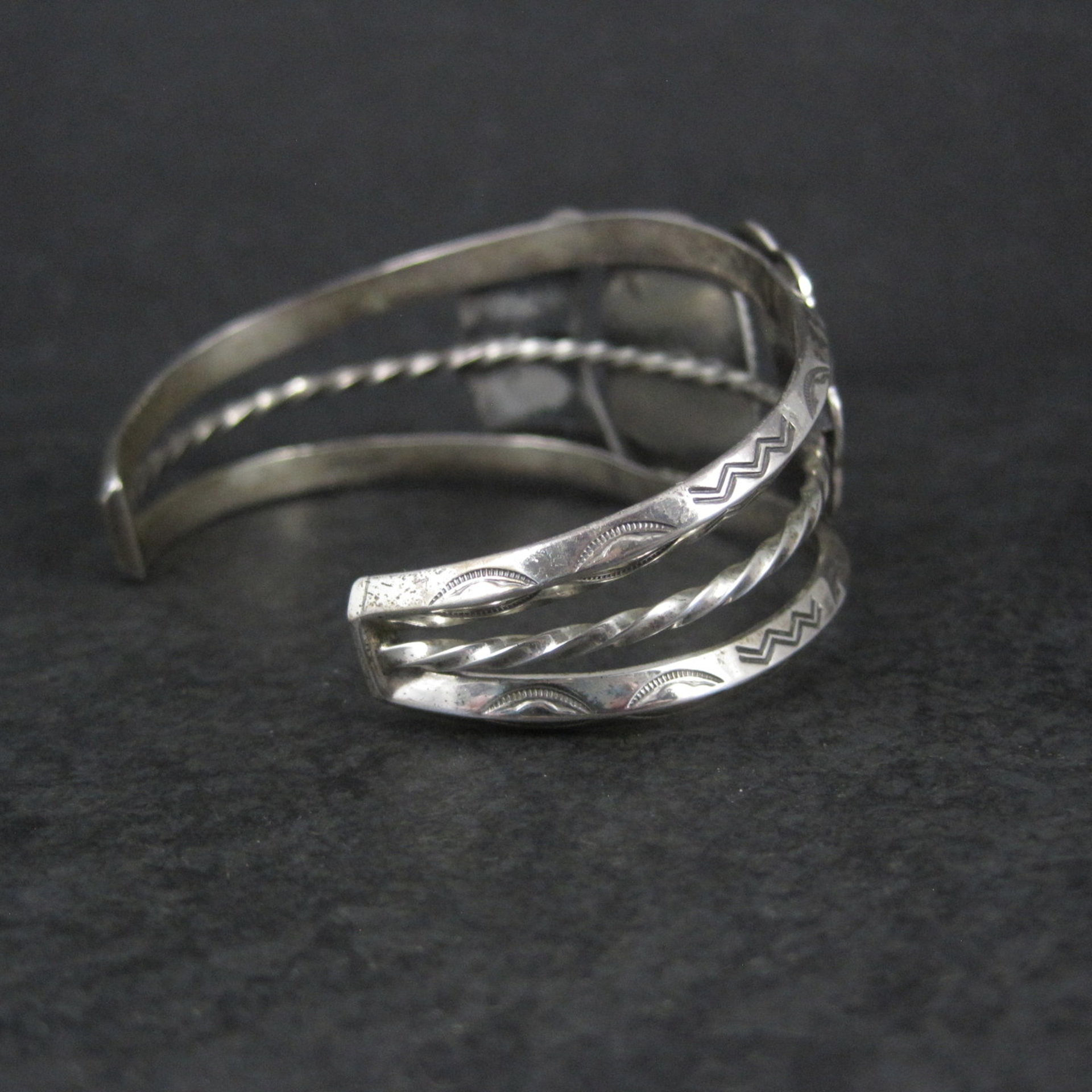 Southwestern Sterling Cluster Cuff Bracelet 6.25 Inches