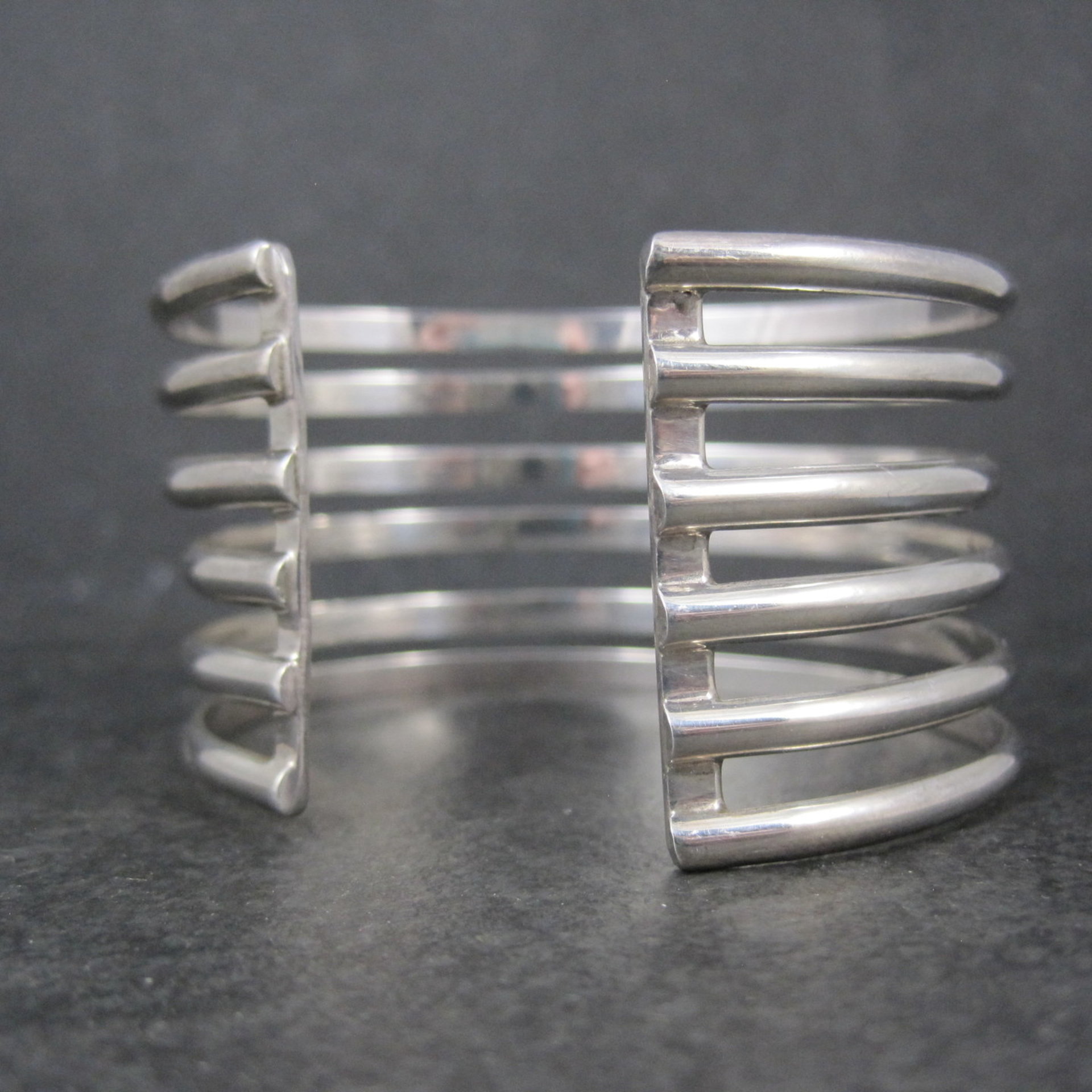 Wide Vintage Mexican Sterling Silver Cuff Bracelet 6.5 Inches