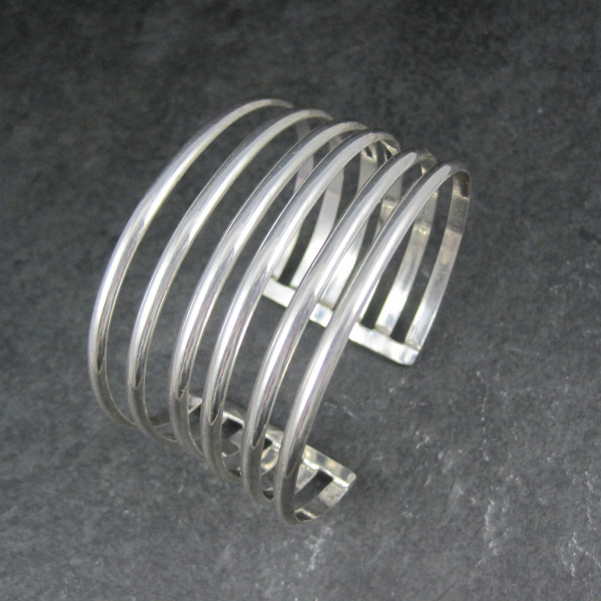Wide Vintage Mexican Sterling Silver Cuff Bracelet 6.5 Inches