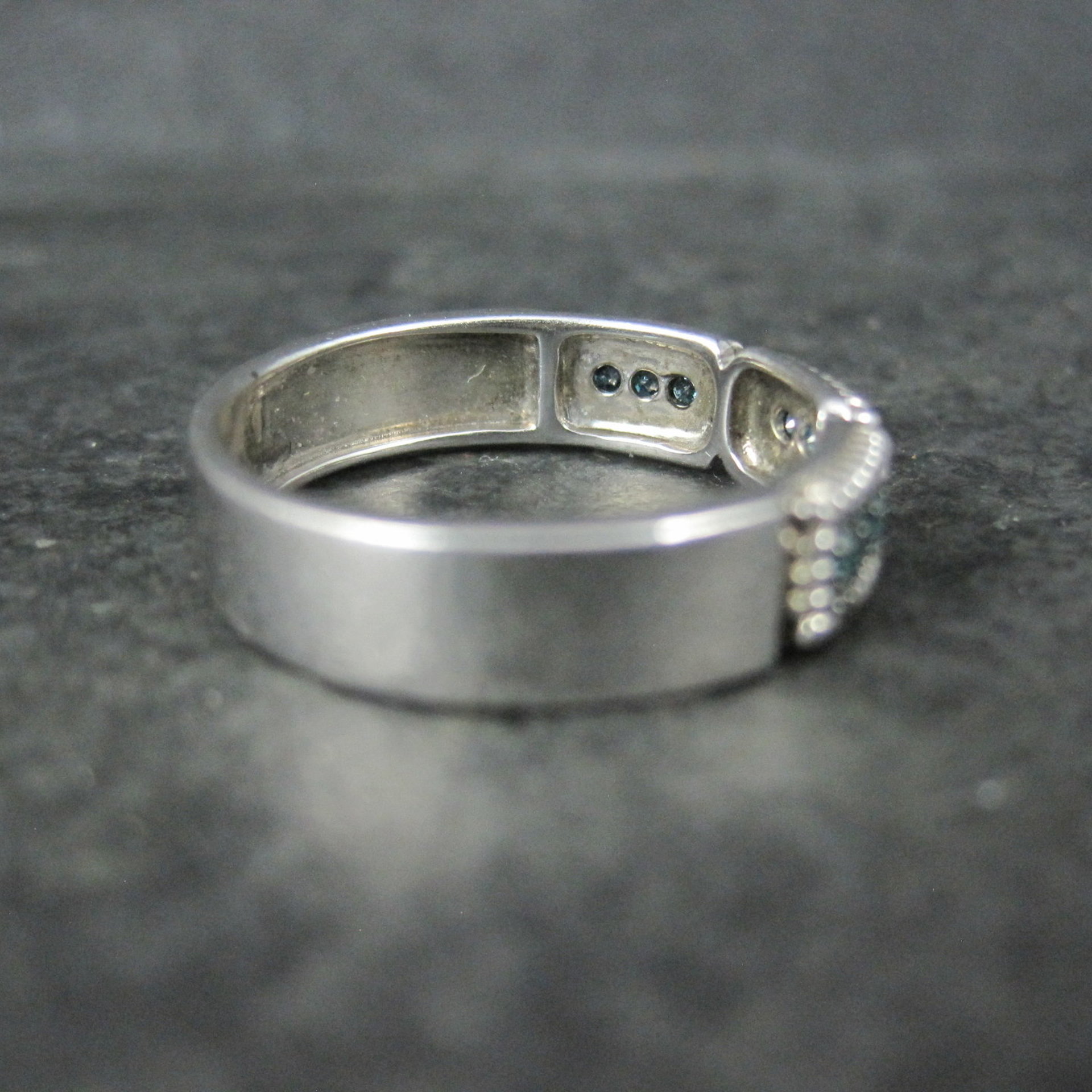 Sterling Silver Blue Diamond Band Ring Size 8