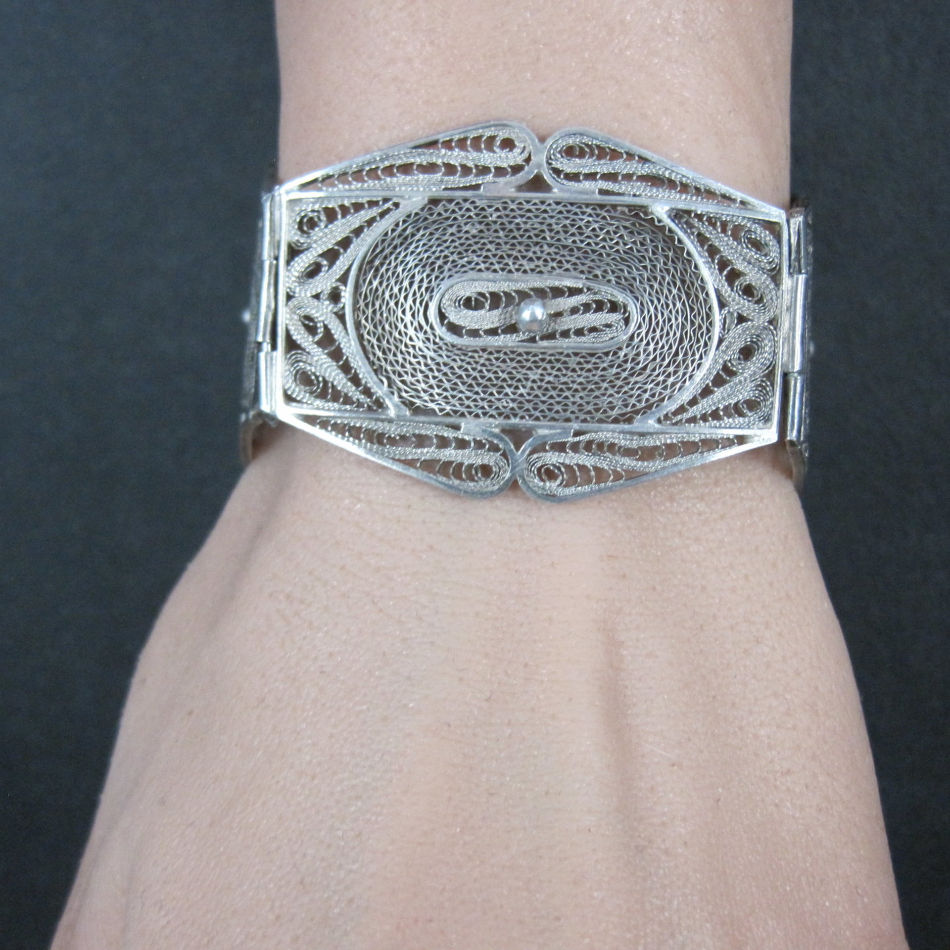 Vintage Spun Silver Sterling Cannetille Bracelet 7 Inches