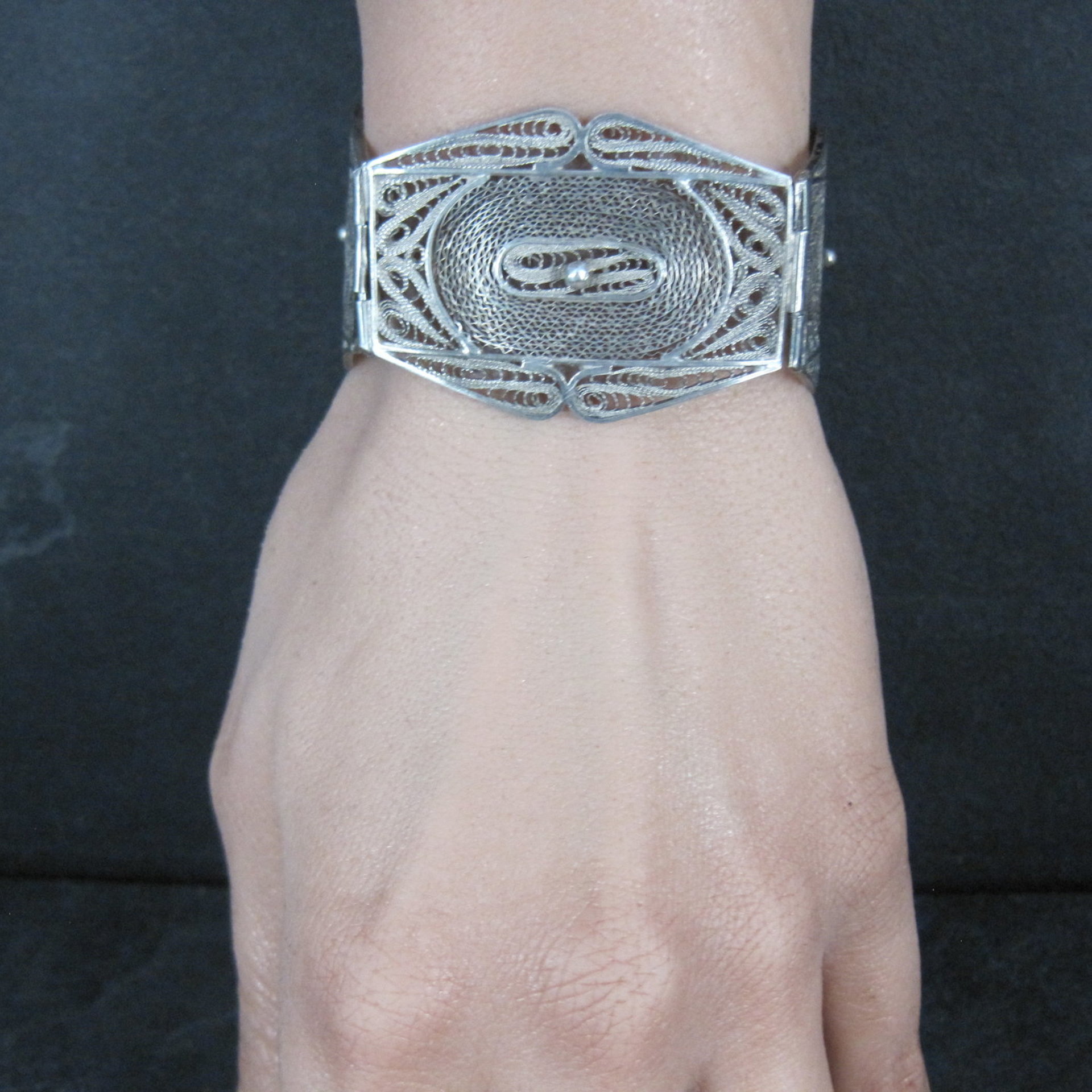 Vintage Spun Silver Sterling Cannetille Bracelet 7 Inches