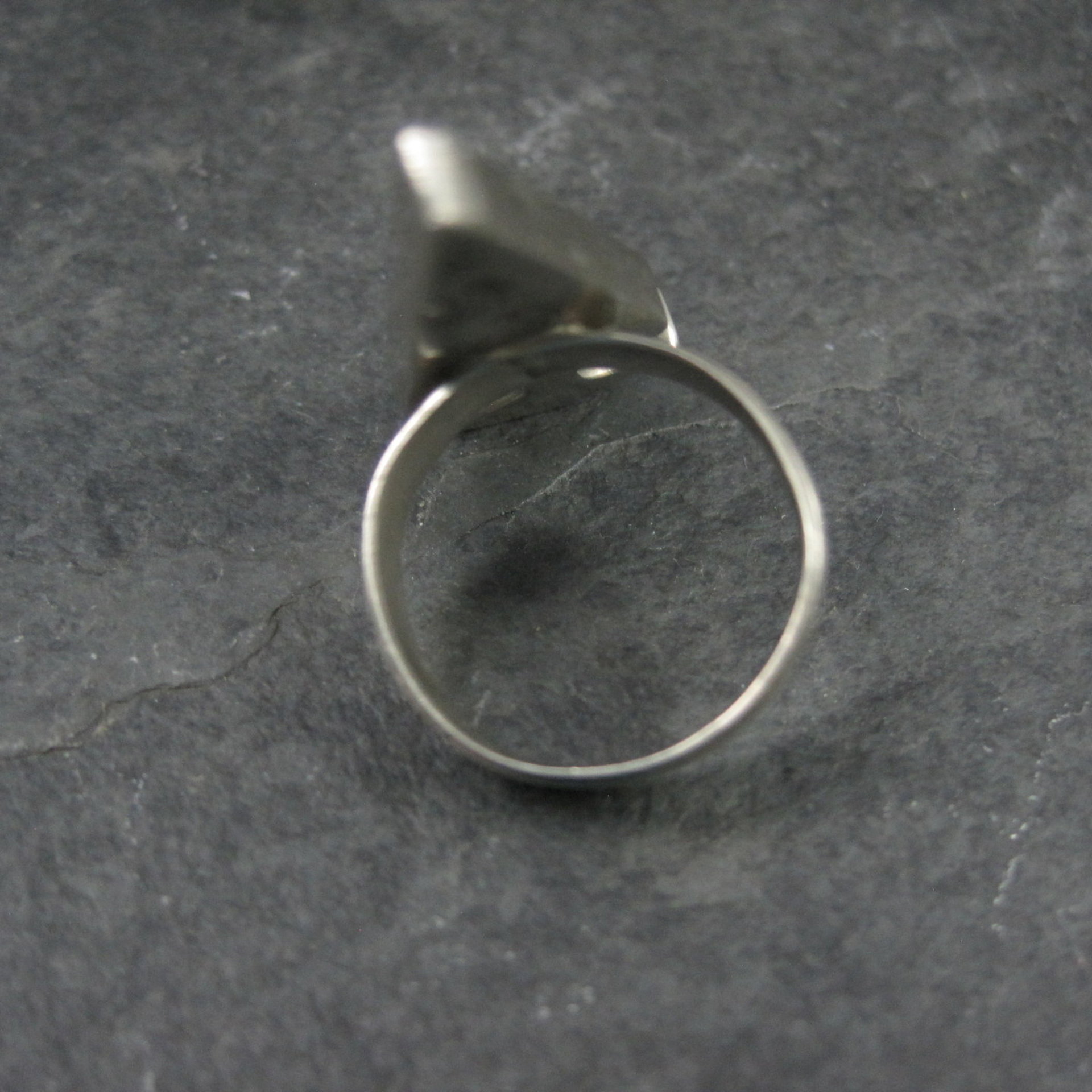 Vintage Sterling Silver Jet and Turquoise Inlay Arrowhead Ring Size 6 Signed