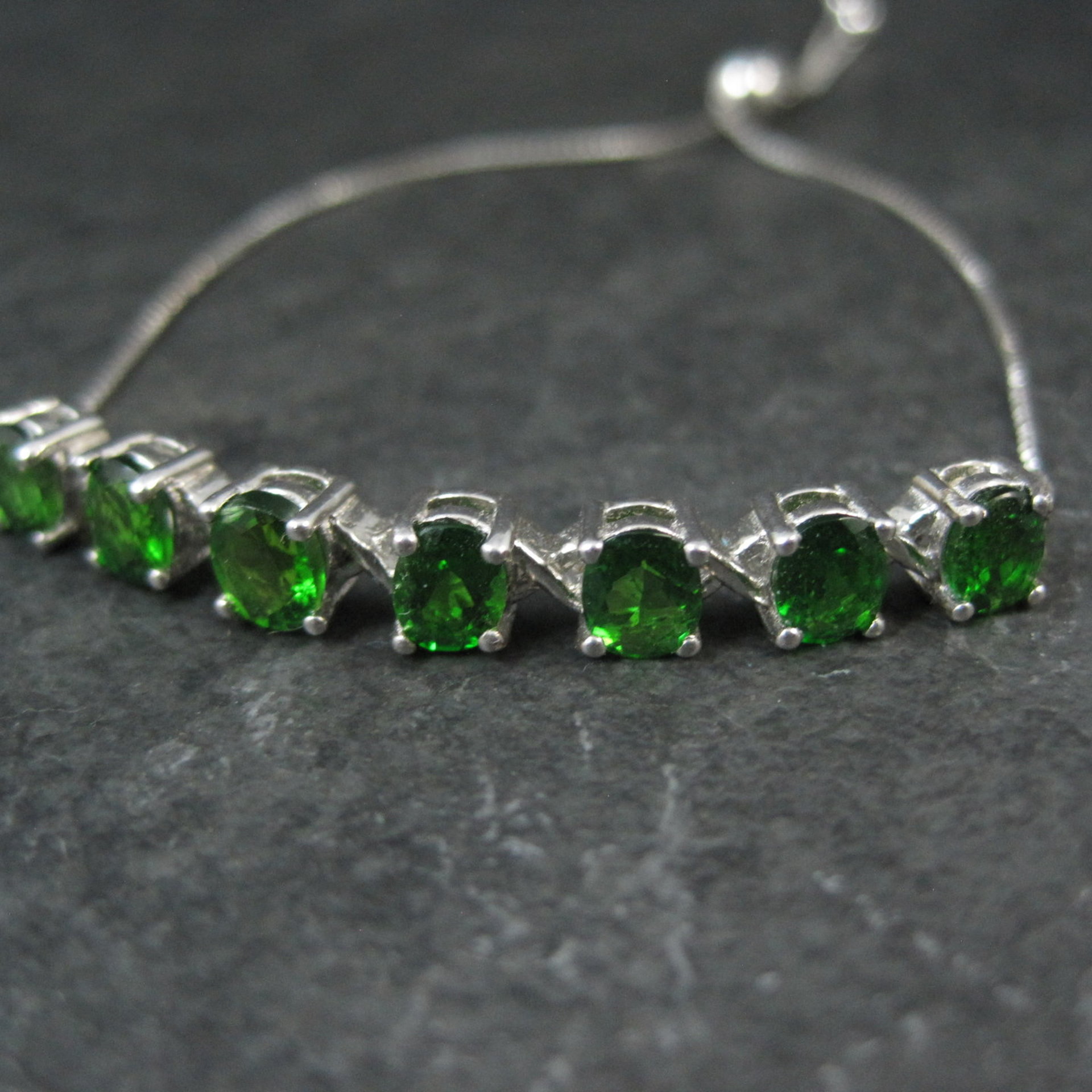 Chrome Diopside Bolo Bracelet Siberian Emerald Sterling Silver