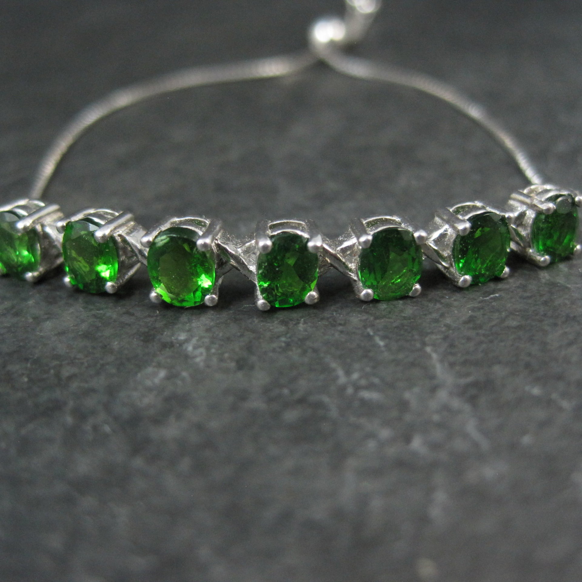 Chrome Diopside Bolo Bracelet Siberian Emerald Sterling Silver